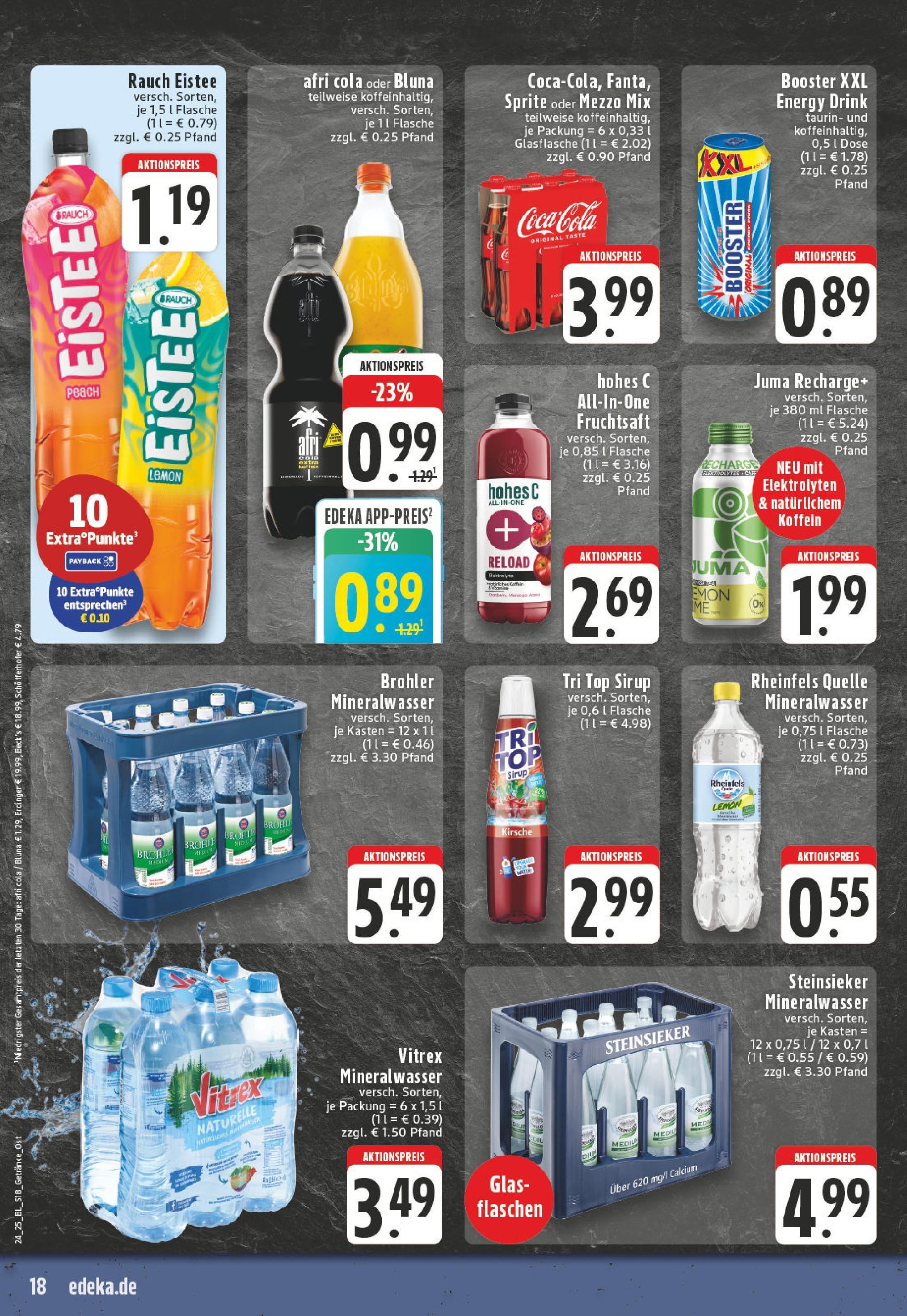 Edeka prospekt Detmold	 (ab 08.06.2025) » Angebote Online | Seite: 18 | Produkte: Top, Coca cola, Energy, Rheinfels quelle