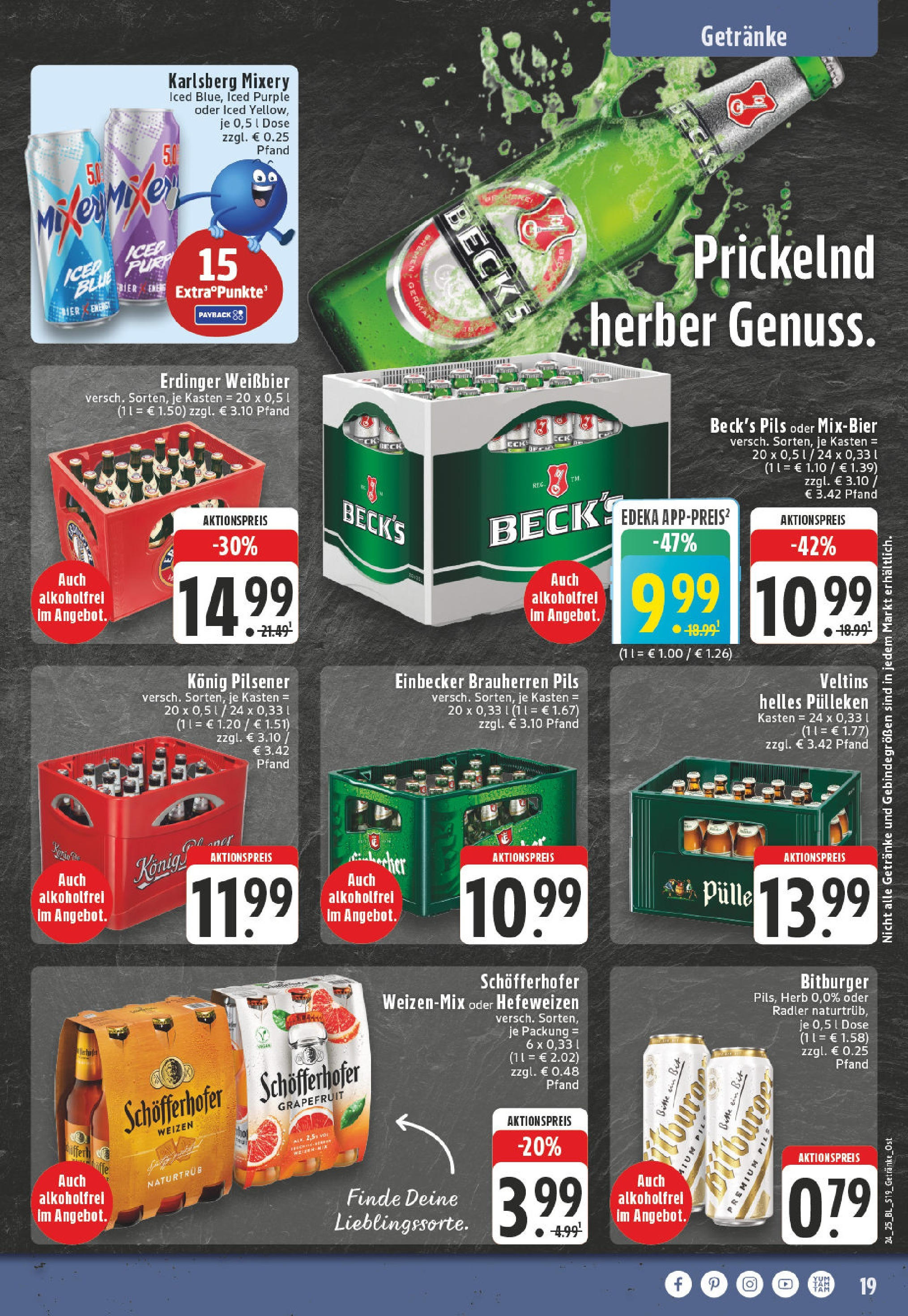 Edeka prospekt Detmold	 (ab 08.06.2025) » Angebote Online | Seite: 19 | Produkte: Konig pilsener, Bier, Radler, Mixery
