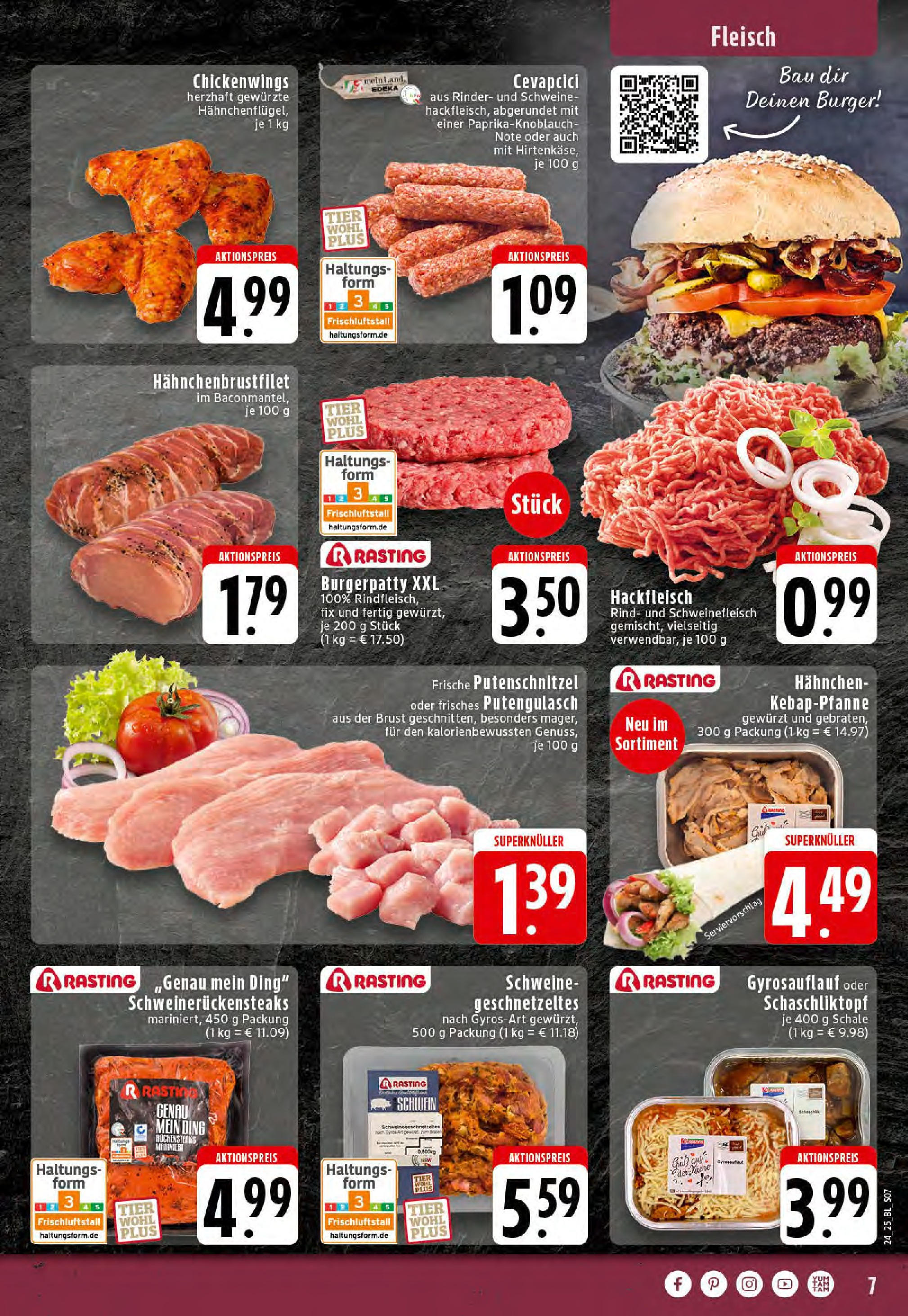 Edeka prospekt Hörstel-Riesenbeck	 (ab 08.06.2025) » Angebote Online | Seite: 7 | Produkte: Hahnchen, Cevapcici, Burger, Hackfleisch