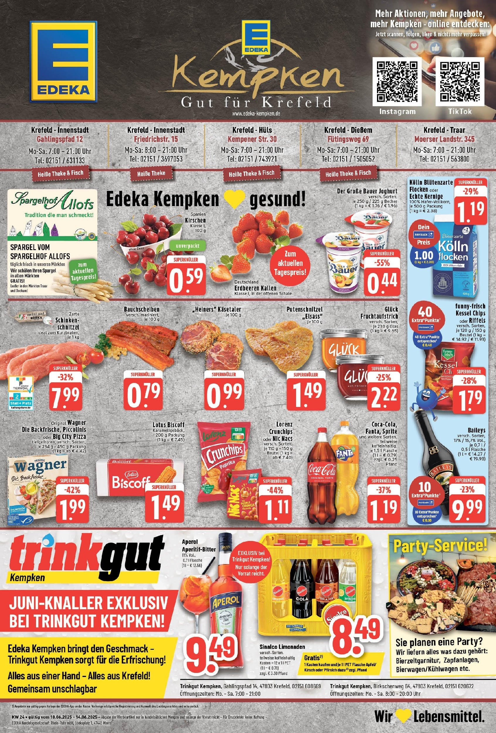 Edeka prospekt Krefeld	 (ab 08.06.2025) » Angebote Online | Seite: 1 | Produkte: Cola, Schnitzel, Pfirsich, Pizza