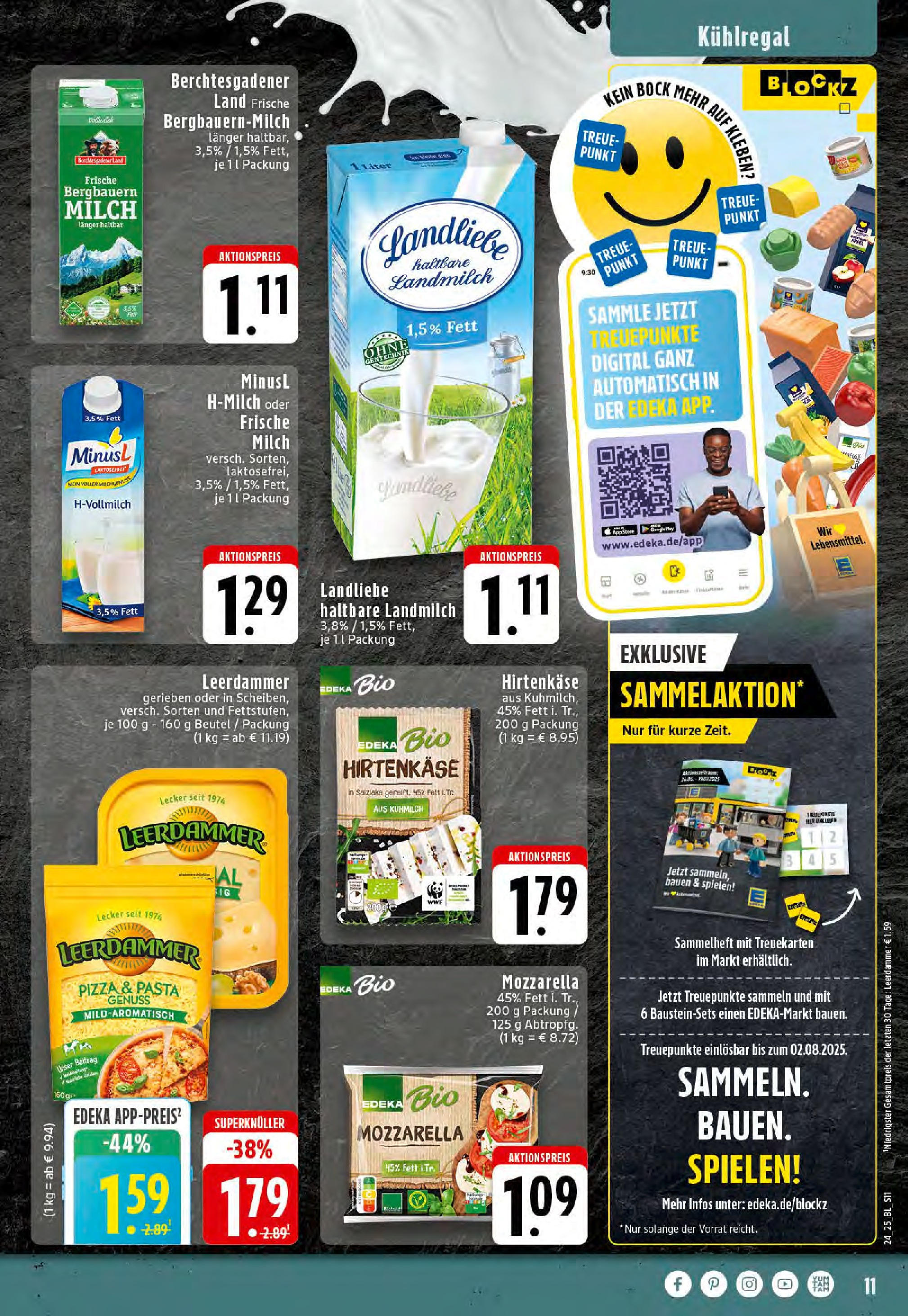 Edeka prospekt Hörstel-Riesenbeck	 (ab 08.06.2025) » Angebote Online | Seite: 11 | Produkte: Milch, Mozzarella, Pasta, Pizza