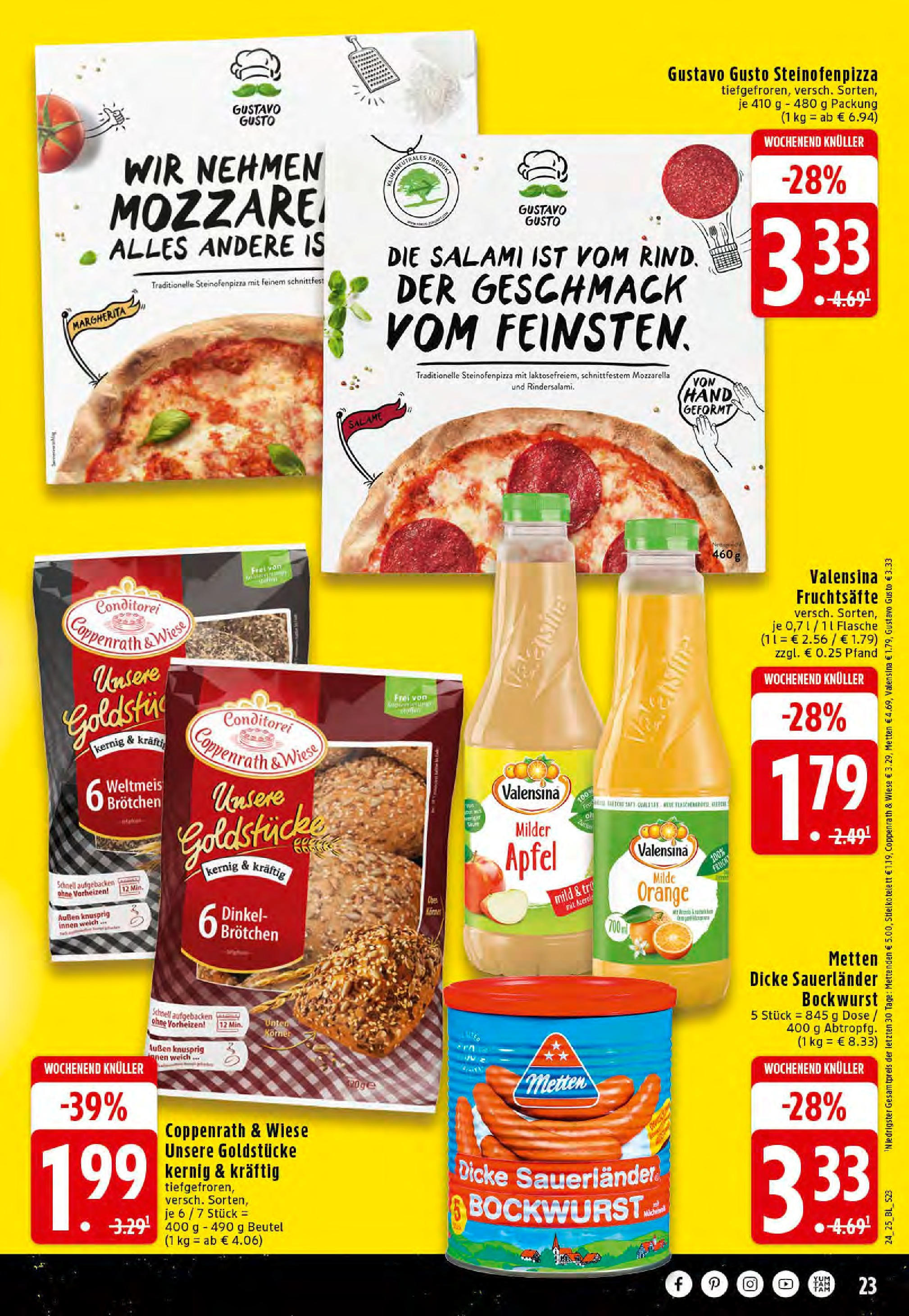 Edeka prospekt Hörstel-Riesenbeck	 (ab 08.06.2025) » Angebote Online | Seite: 23 | Produkte: Gustavo gusto, Bockwurst, Mozzarella, Valensina