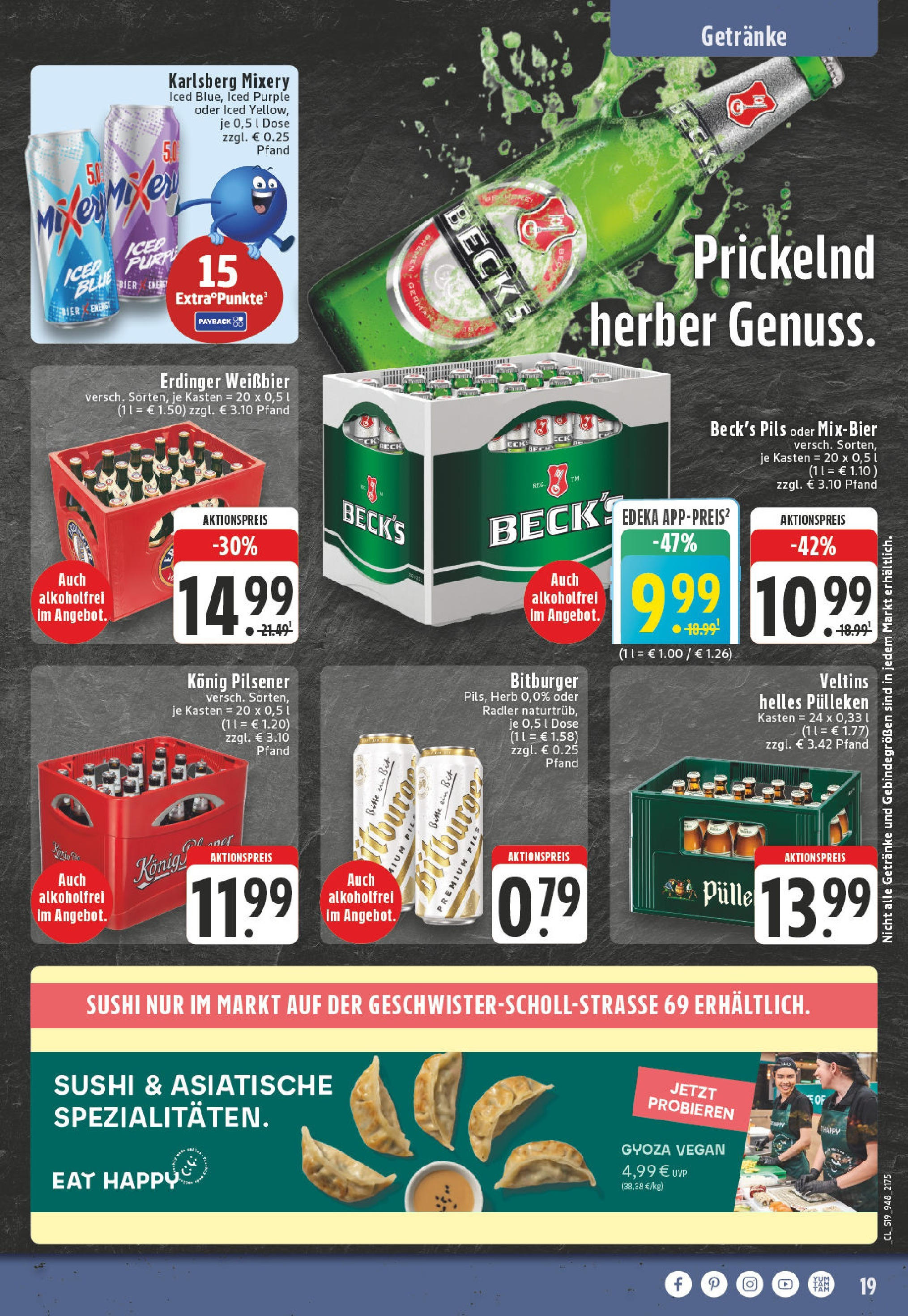 Edeka prospekt Monheim Am Rhein	 (ab 08.06.2025) » Angebote Online | Seite: 19 | Produkte: Bitburger, Konig pilsener, Energy, Mixery