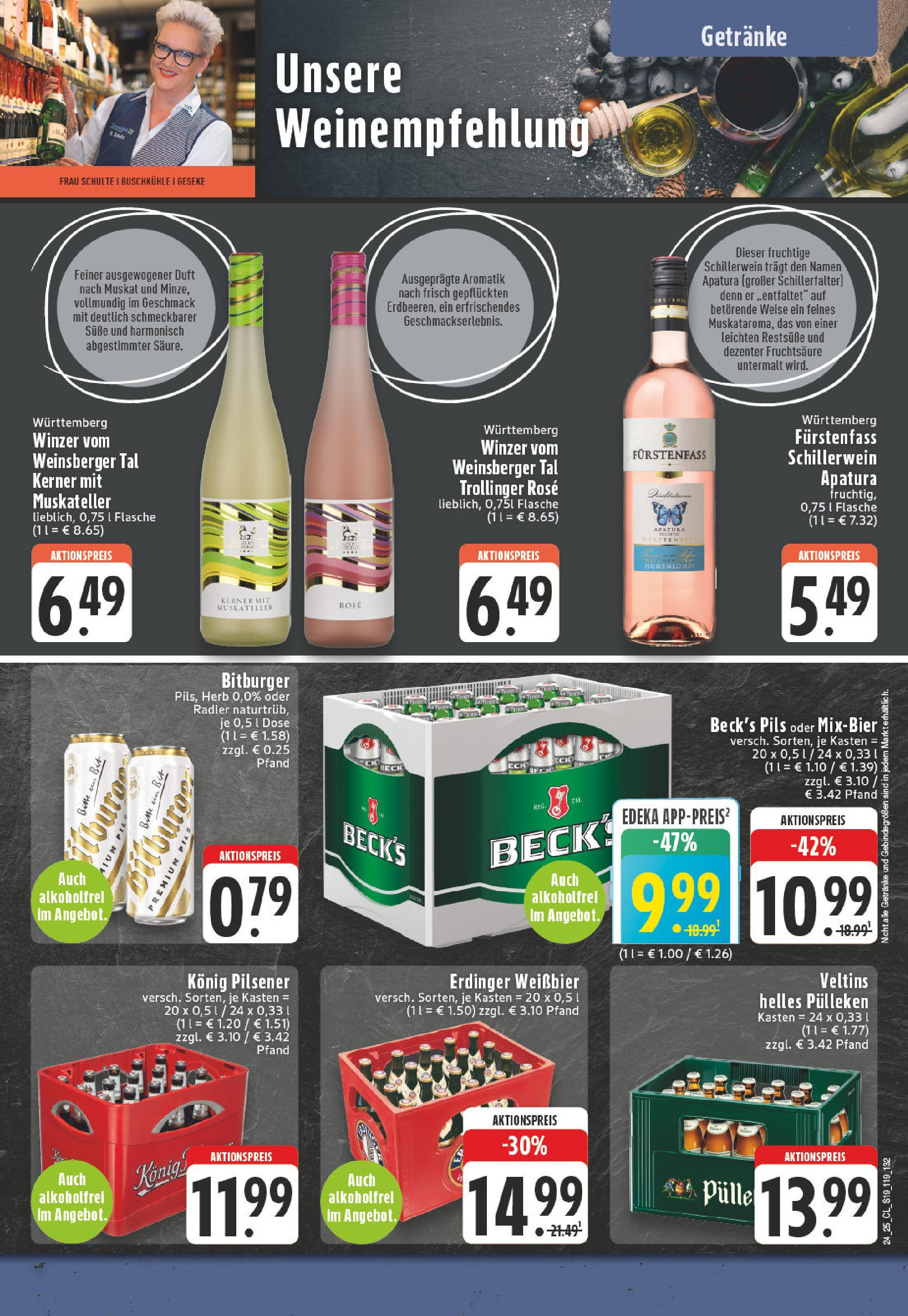Edeka prospekt Rüthen	 (ab 08.06.2025) » Angebote Online | Seite: 19 | Produkte: Konig pilsener, Erdinger, Weißbier, Radler