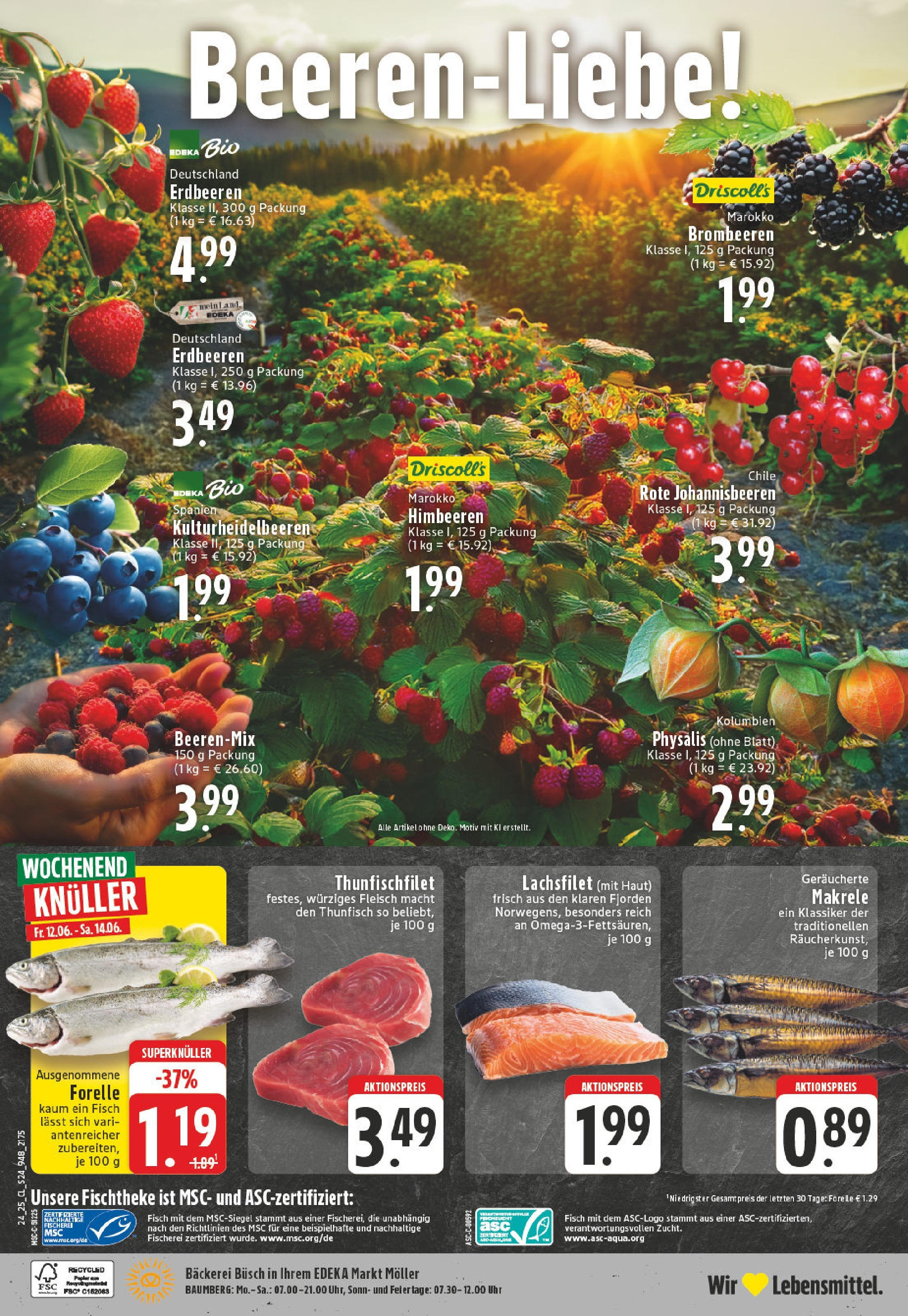 Edeka prospekt Monheim Am Rhein	 (ab 08.06.2025) » Angebote Online | Seite: 24 | Produkte: Himbeeren, Bäckerei, Fisch, Fleisch