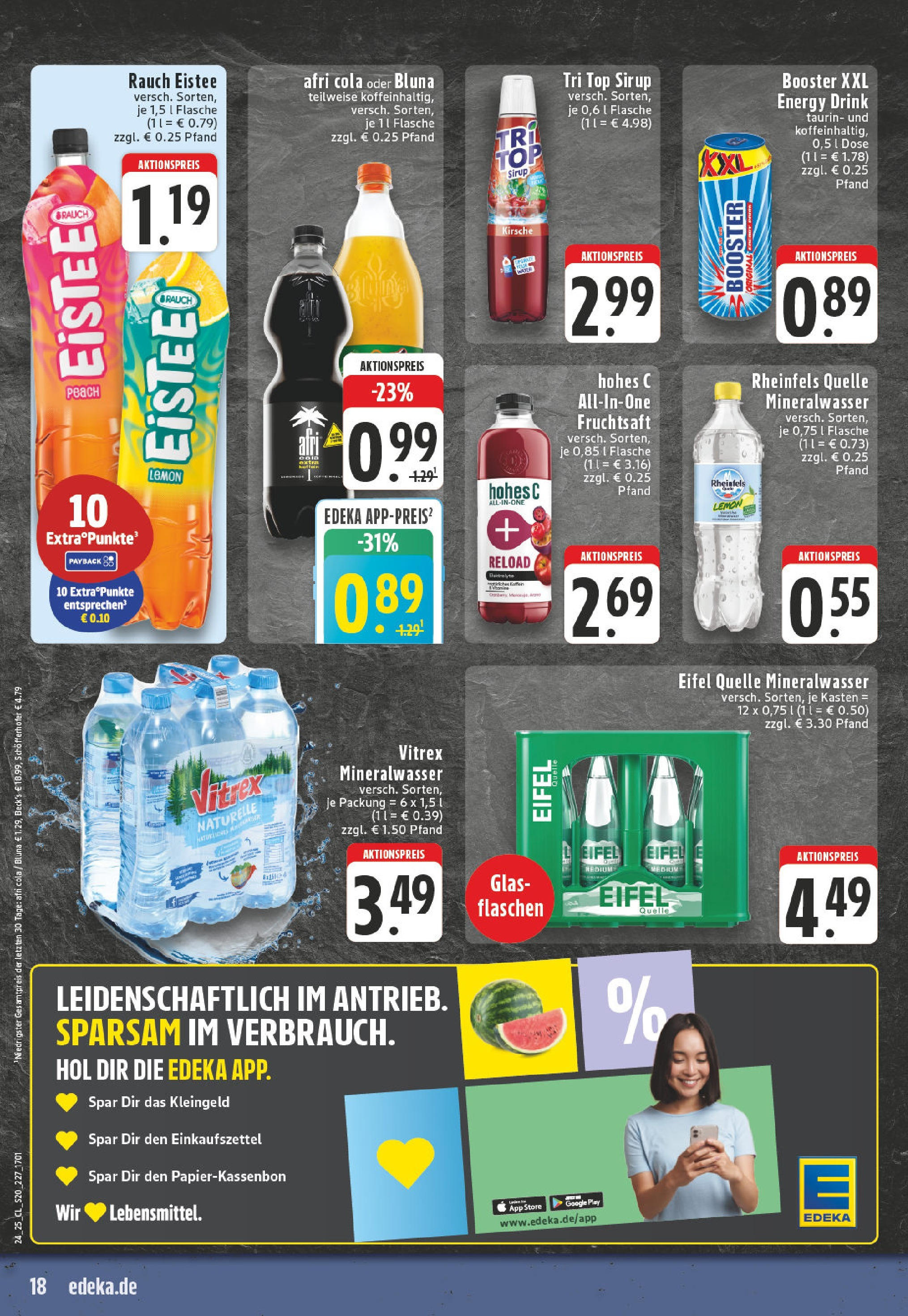 Edeka prospekt Leichlingen-Witzhelden	 (ab 08.06.2025) » Angebote Online | Seite: 18 | Produkte: Top, Energy, Mineralwasser, Fruchtsaft