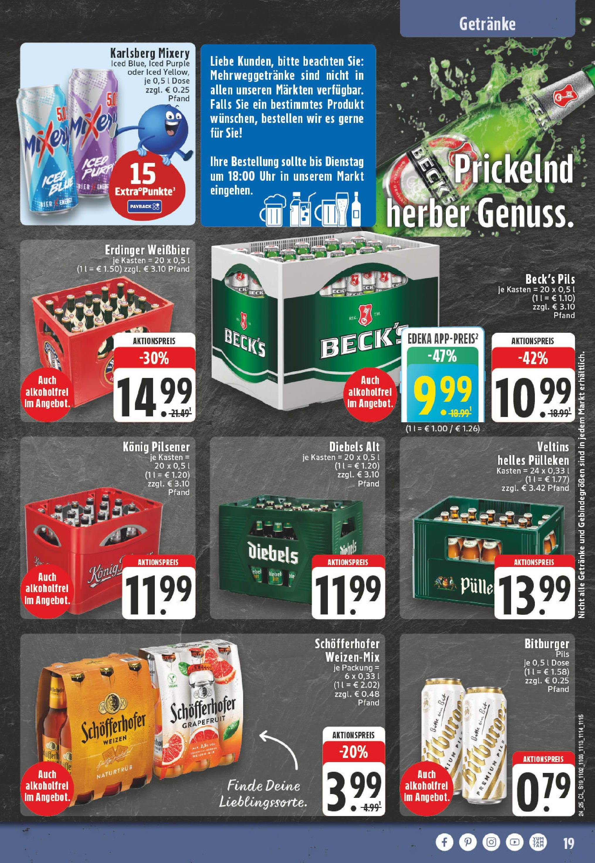 Edeka prospekt Hamm	 (ab 08.06.2025) » Angebote Online | Seite: 19 | Produkte: Erdinger, Bier, Pils, Uhr