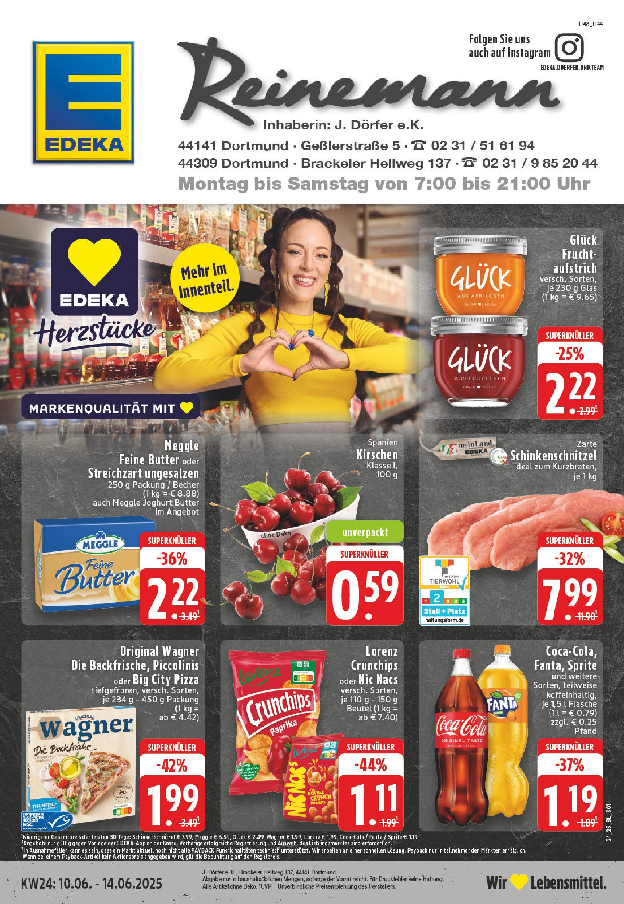 Edeka prospekt Dortmund-Brackel	 (ab 08.06.2025) » Angebote Online | Seite: 1 | Produkte: Cola, Butter, Lorenz crunchips, Uhr