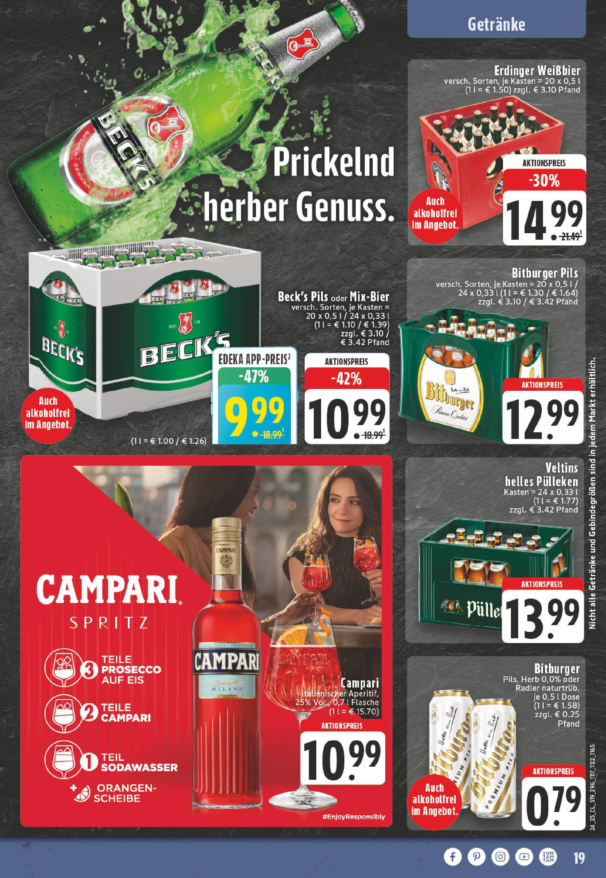 Edeka prospekt Bad Bentheim	 (ab 08.06.2025) » Angebote Online | Seite: 19 | Produkte: Helles pulleken, Orangen, Prosecco, Radler