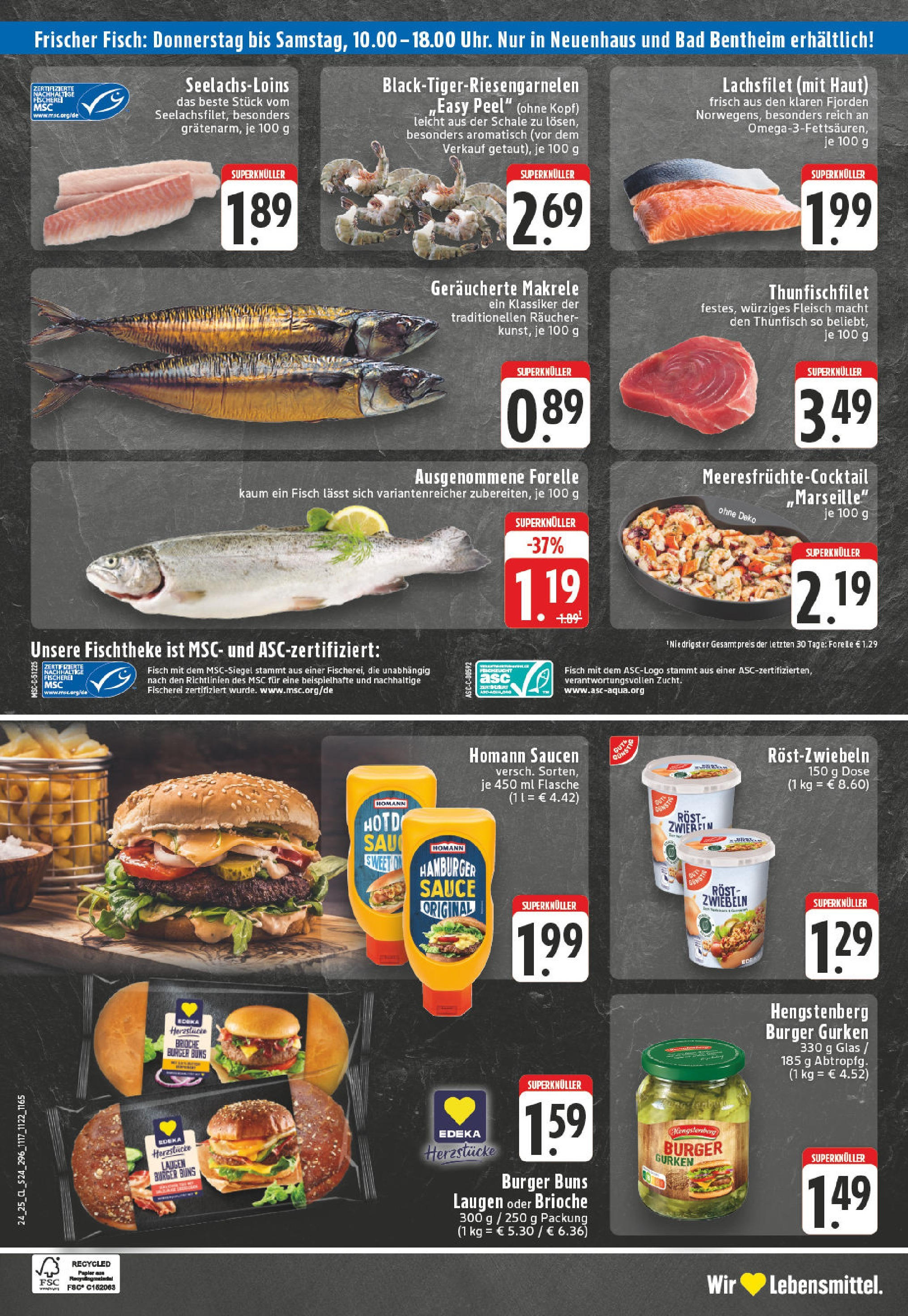 Edeka prospekt Bad Bentheim	 (ab 08.06.2025) » Angebote Online | Seite: 24 | Produkte: Burger, Fisch, Zwiebeln, Fleisch