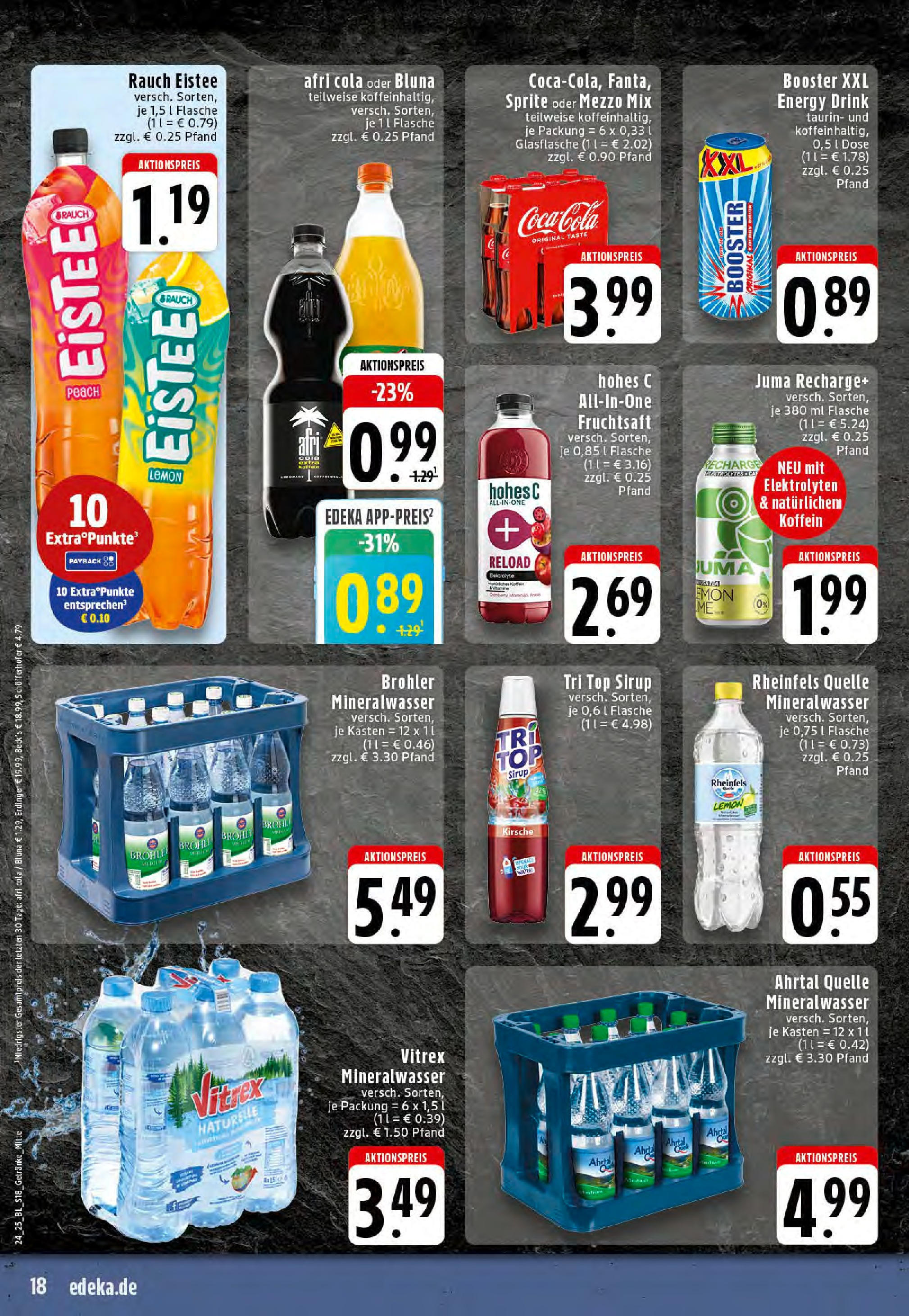 Edeka prospekt Reken-Bahnhof	 (ab 08.06.2025) » Angebote Online | Seite: 18 | Produkte: Cola, Sirup, Mineralwasser, Rheinfels quelle