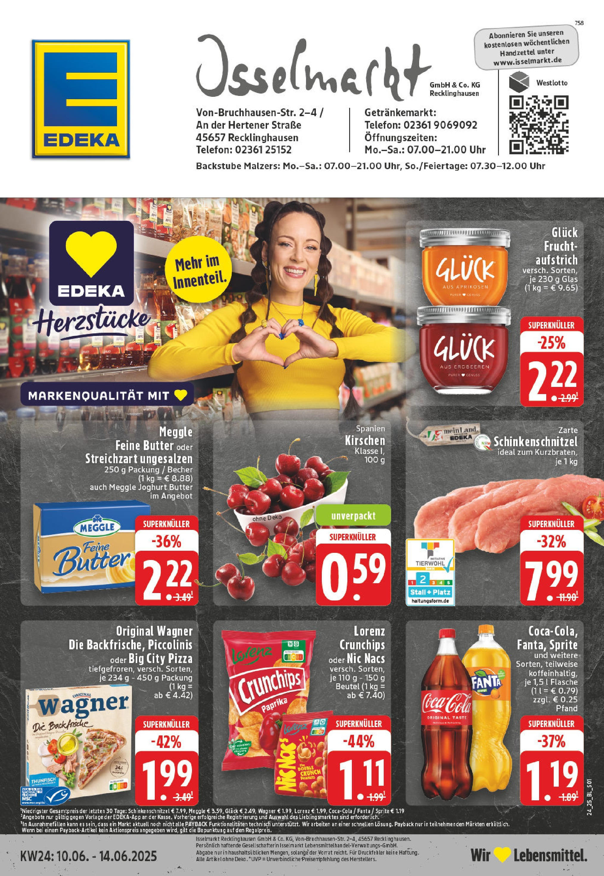 Edeka prospekt Recklinghausen	 (ab 08.06.2025) » Angebote Online | Seite: 1 | Produkte: Butter, Kirschen, Lorenz crunchips, Telefon