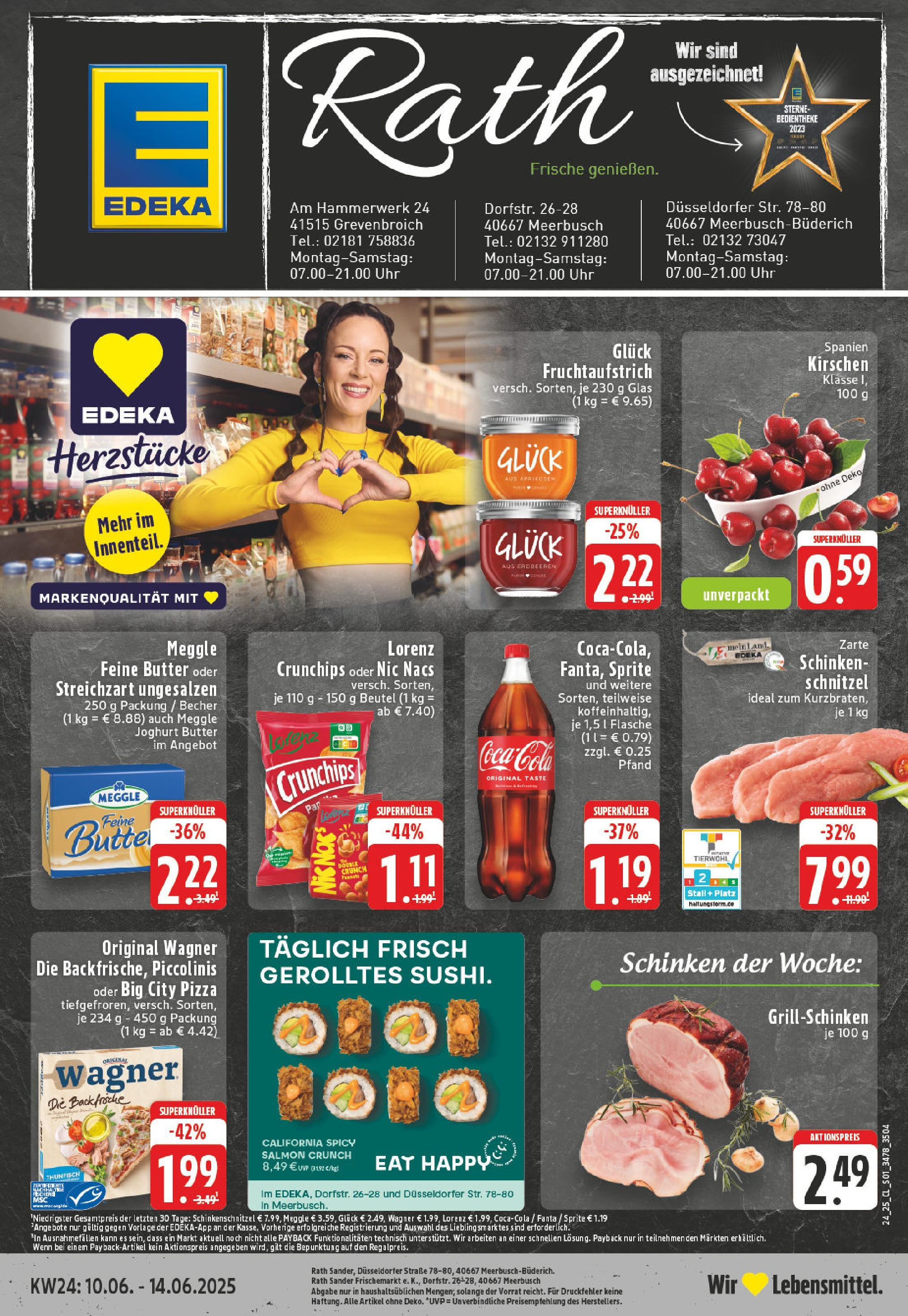 Edeka prospekt Meerbusch-Büderich	 (ab 08.06.2025) » Angebote Online | Seite: 1 | Produkte: Joghurt, Lorenz crunchips, Pizza, Erdbeeren