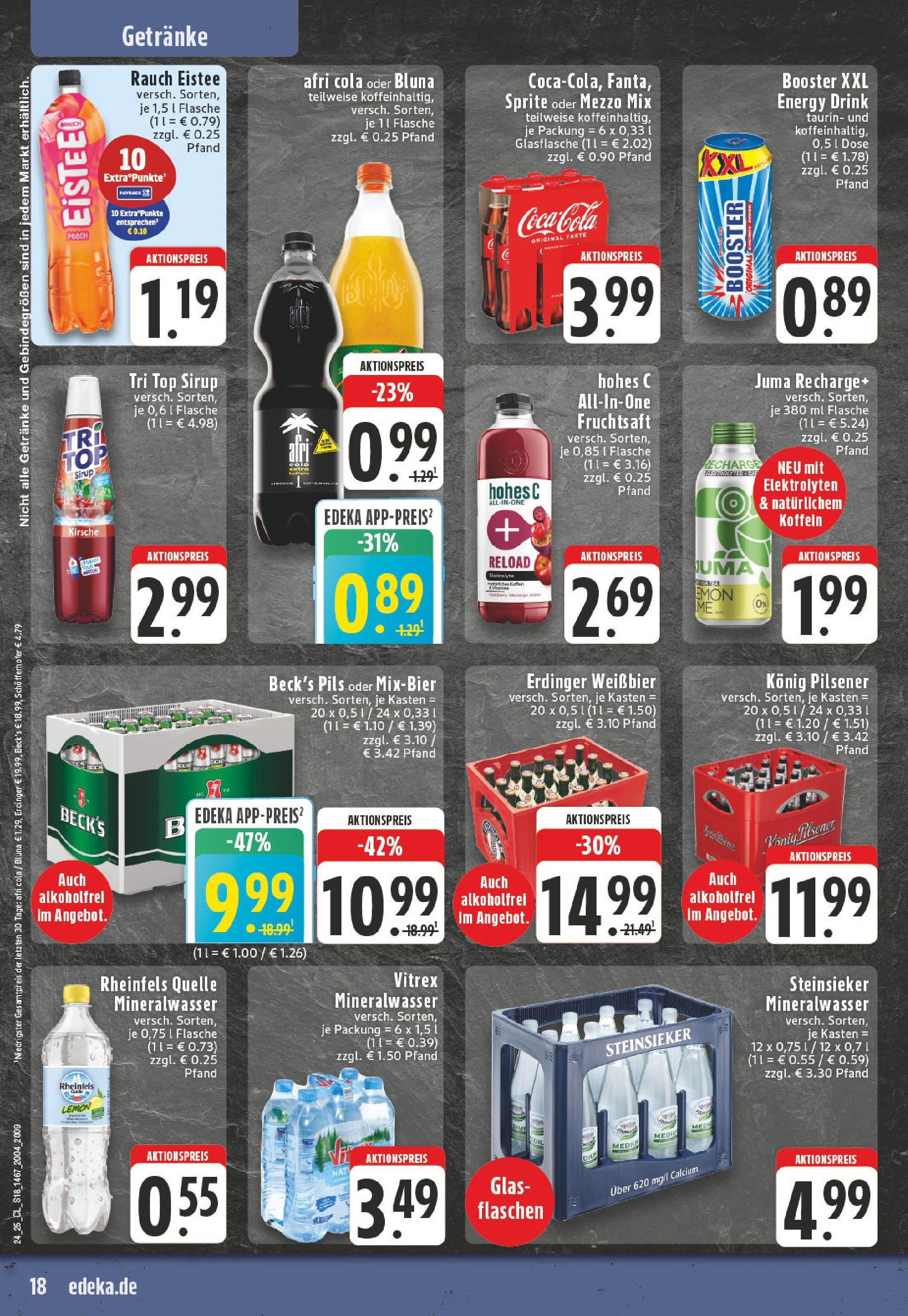 Edeka prospekt Paderborn - Wewer	 (ab 08.06.2025) » Angebote Online | Seite: 18 | Produkte: Konig pilsener, Weißbier, Fruchtsaft, Rheinfels quelle