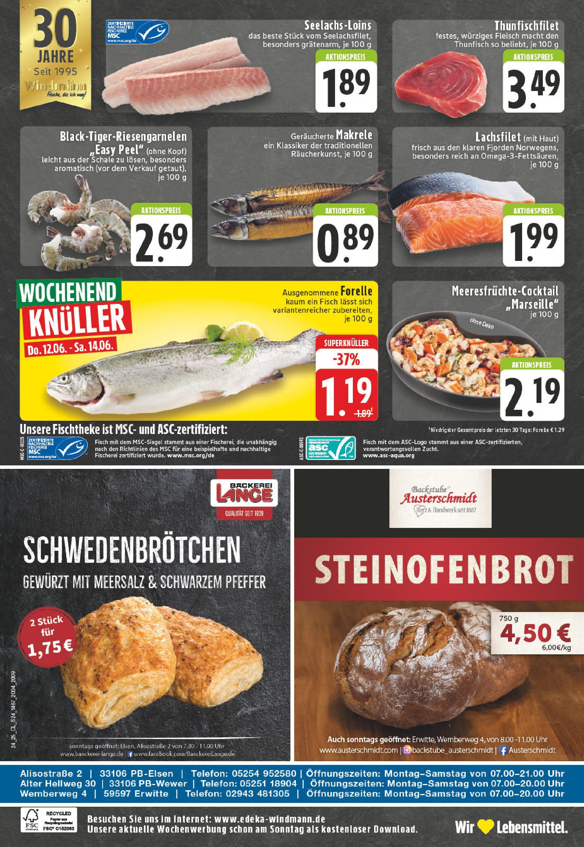Edeka prospekt Paderborn - Wewer	 (ab 08.06.2025) » Angebote Online | Seite: 24 | Produkte: Bäckerei, Thunfisch, Fisch, Fleisch