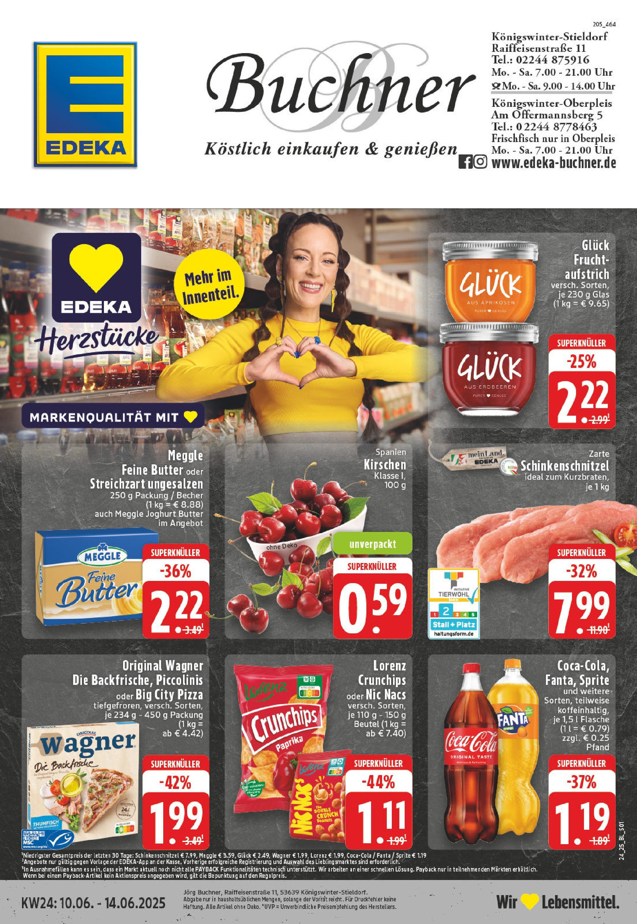 Edeka prospekt Königswinter - Oberpleis	 (ab 08.06.2025) » Angebote Online | Seite: 1 | Produkte: Joghurt, Kirschen, Lorenz crunchips, Pizza