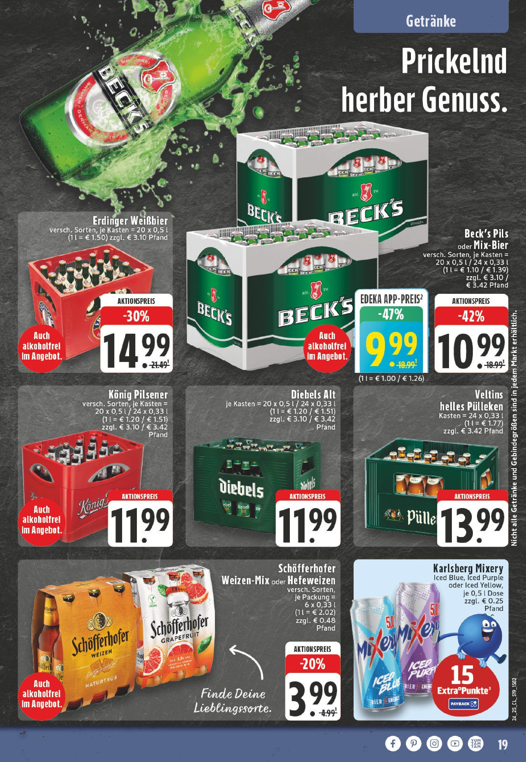 Edeka prospekt Oelde	 (ab 08.06.2025) » Angebote Online | Seite: 19 | Produkte: Konig pilsener, Pils, Diebels, Veltins