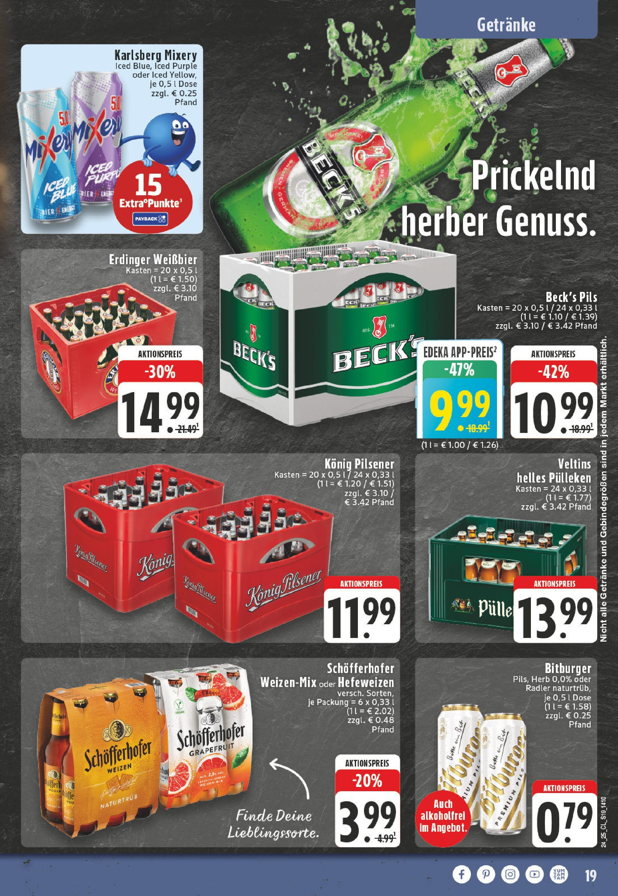 Edeka prospekt Ransbach-Baumbach	 (ab 08.06.2025) » Angebote Online | Seite: 19 | Produkte: Konig pilsener, Erdinger, Energy, Veltins