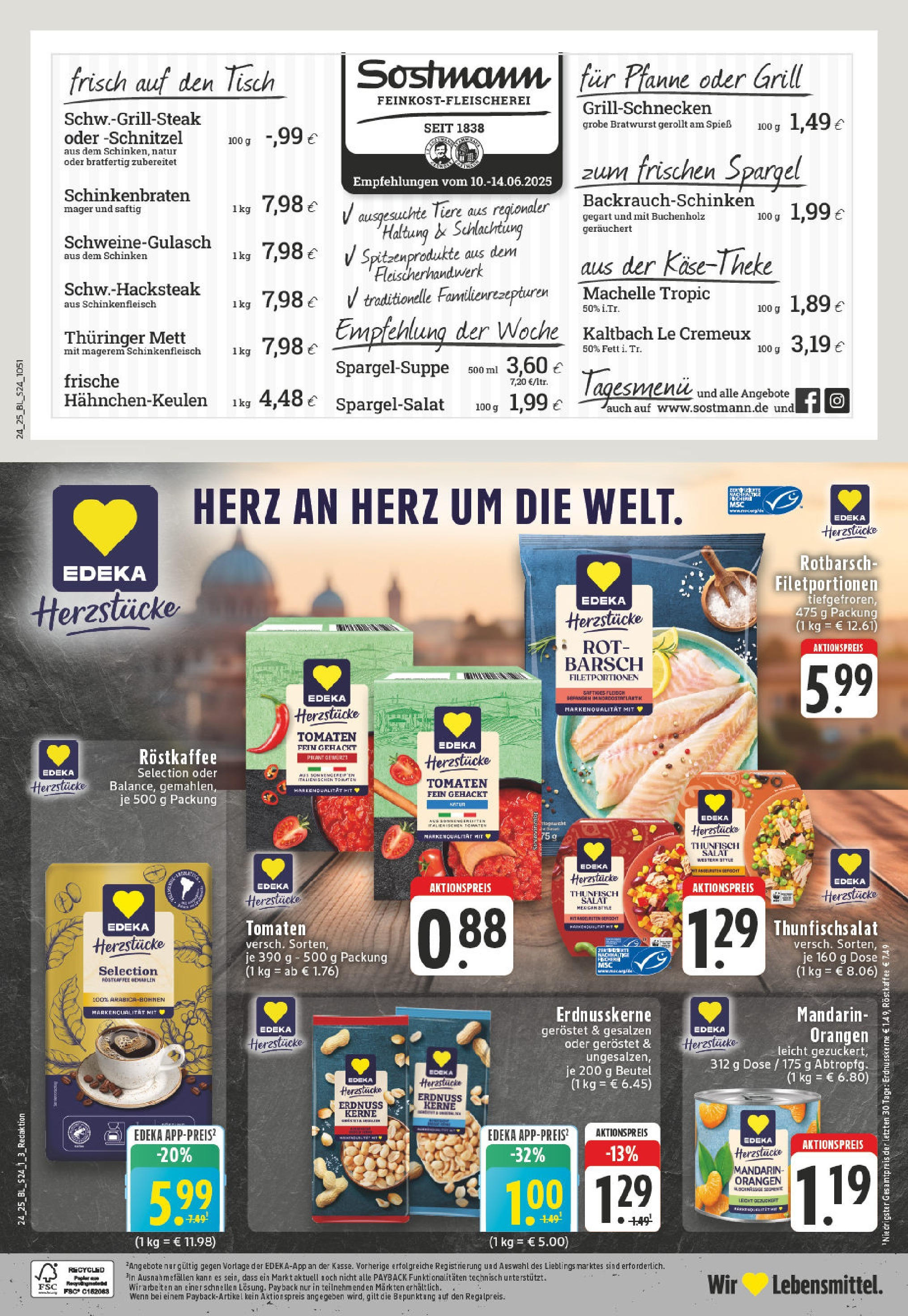 Edeka prospekt Lienen	 (ab 08.06.2025) » Angebote Online | Seite: 24 | Produkte: Schweinegulasch, Bratwurst, Orangen, Spargel