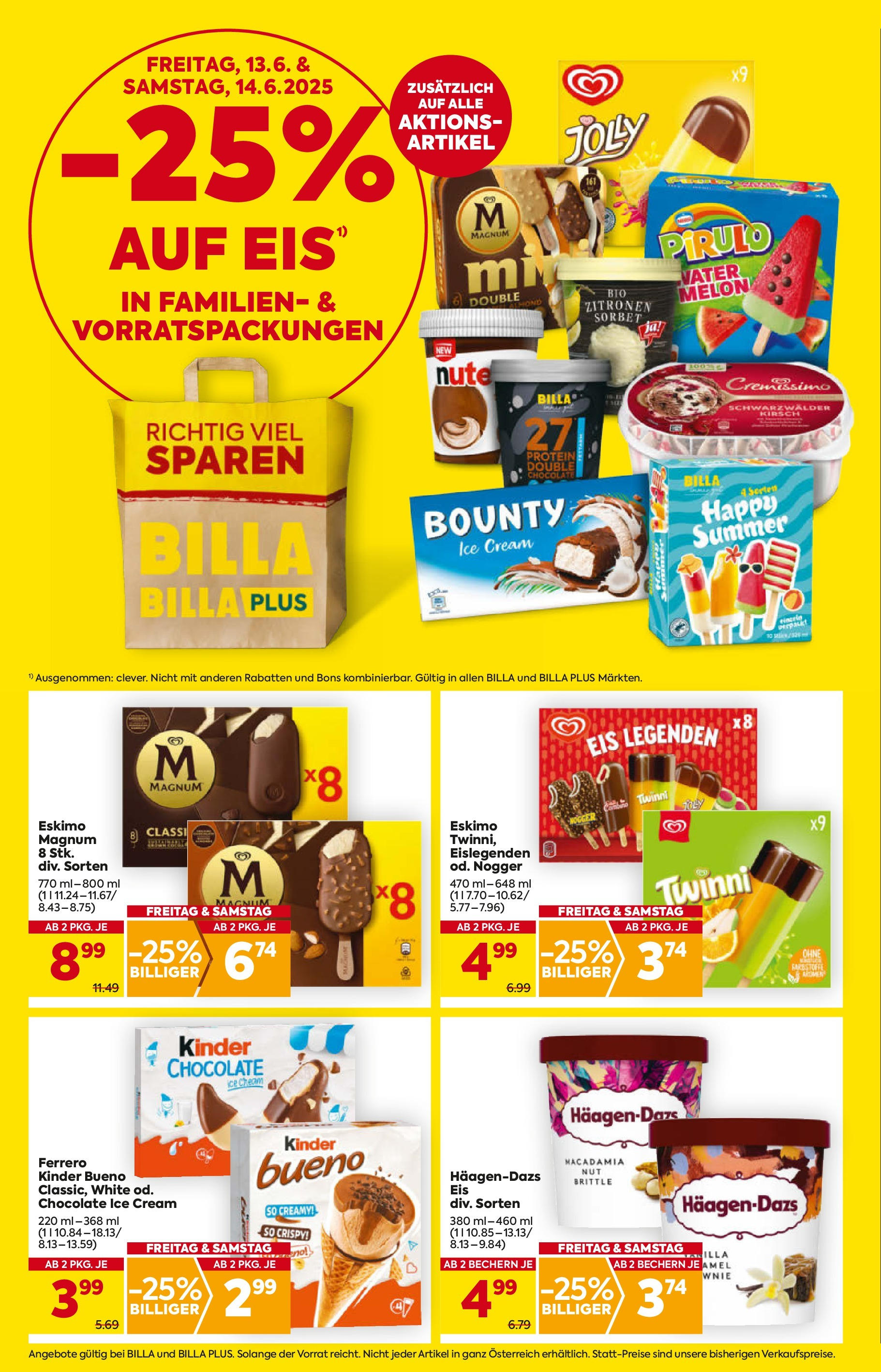 Billa - BILLA: Flugblatt gültig bei BILLA & BILLA PLUS ab 11.06.2025 - Angebote, Prospekt | Seite: 2 | Produkte: Eis