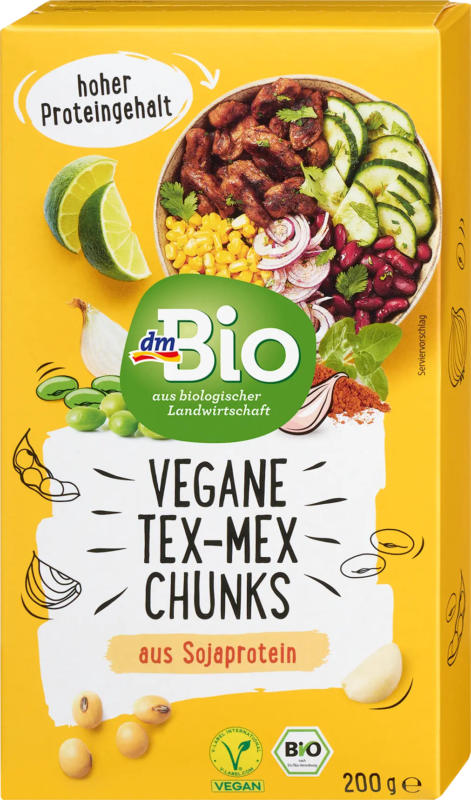dmBio Vegane Tex-Mex Chunks aus Sojaprotein