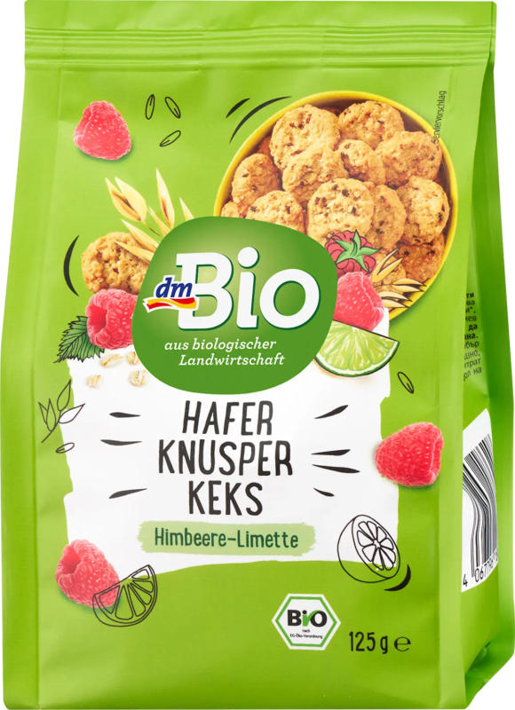 dmBio Haferkekse, Knusper Keks Himbeere Limette