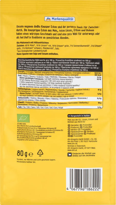 dmBio Knusperecken Mais & Hülsenfrüchte