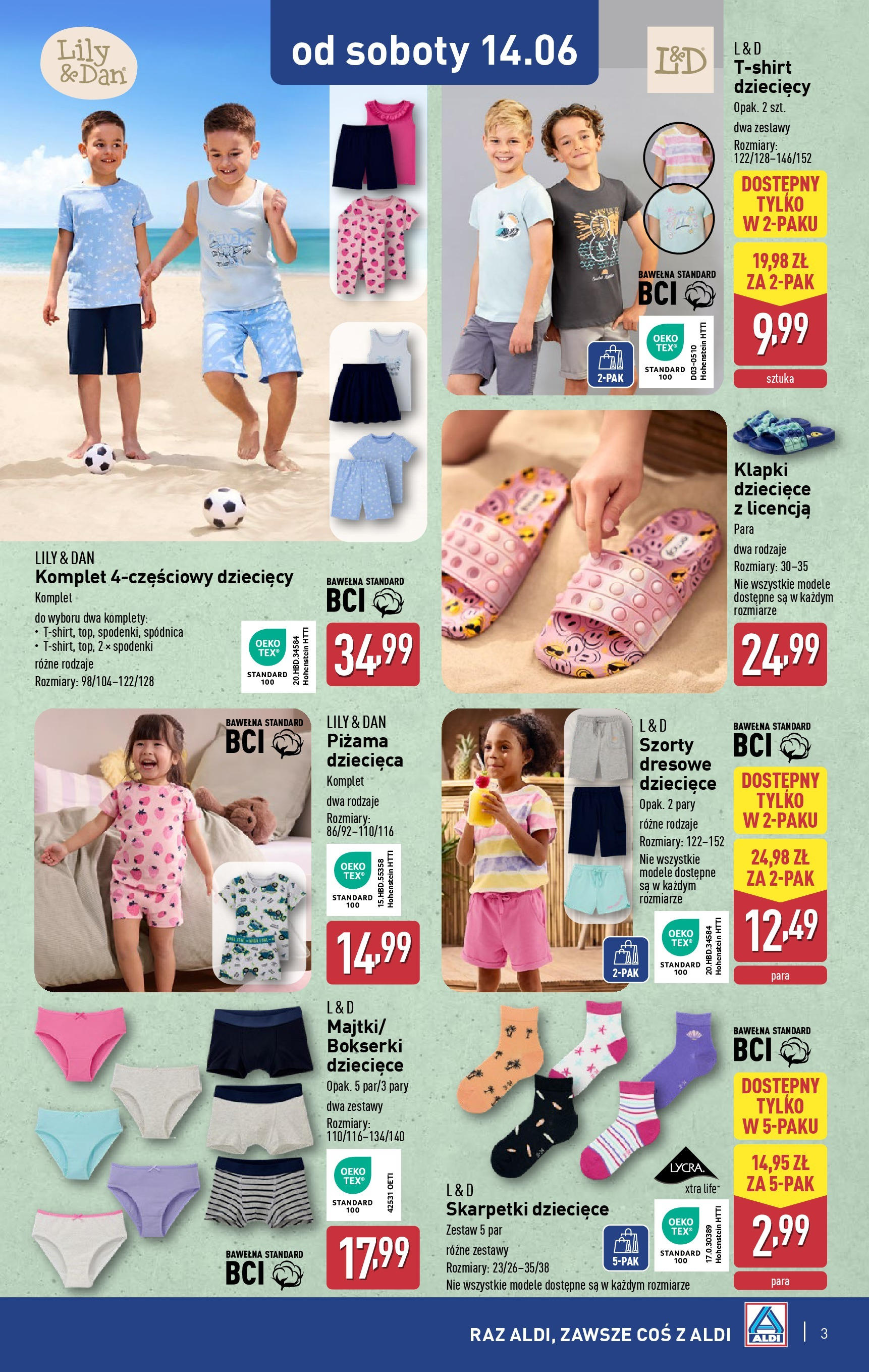 Aldi Gazetka - Promocja od soboty od 14.06.2025 - Ulotka PDF, promocje | Strona: 3 | Produkty: Spodenki, Piżama, Klapki, Skarpetki