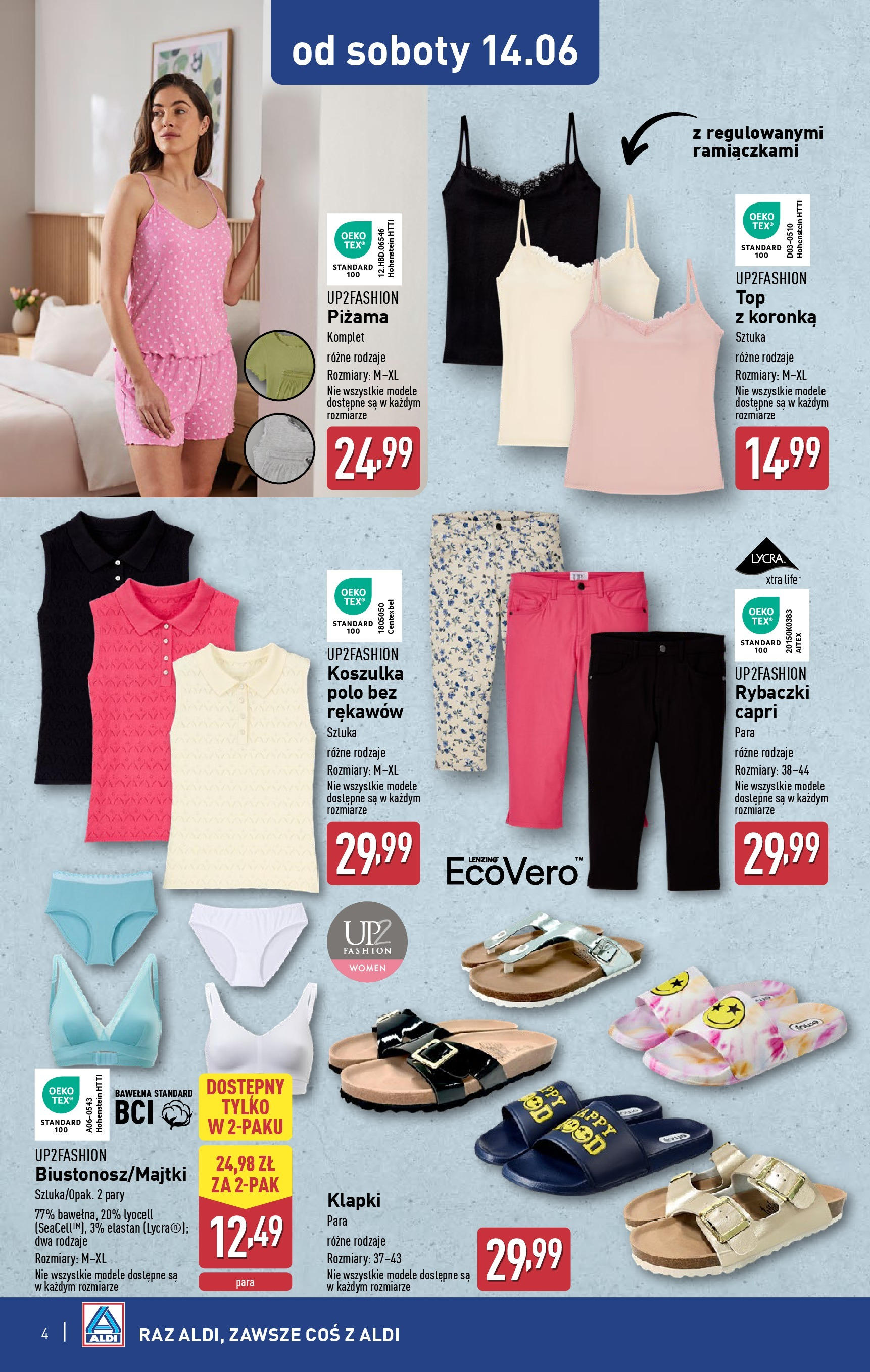 Aldi Gazetka - Promocja od soboty od 14.06.2025 - Ulotka PDF, promocje | Strona: 4 | Produkty: Top, Piżama, Klapki