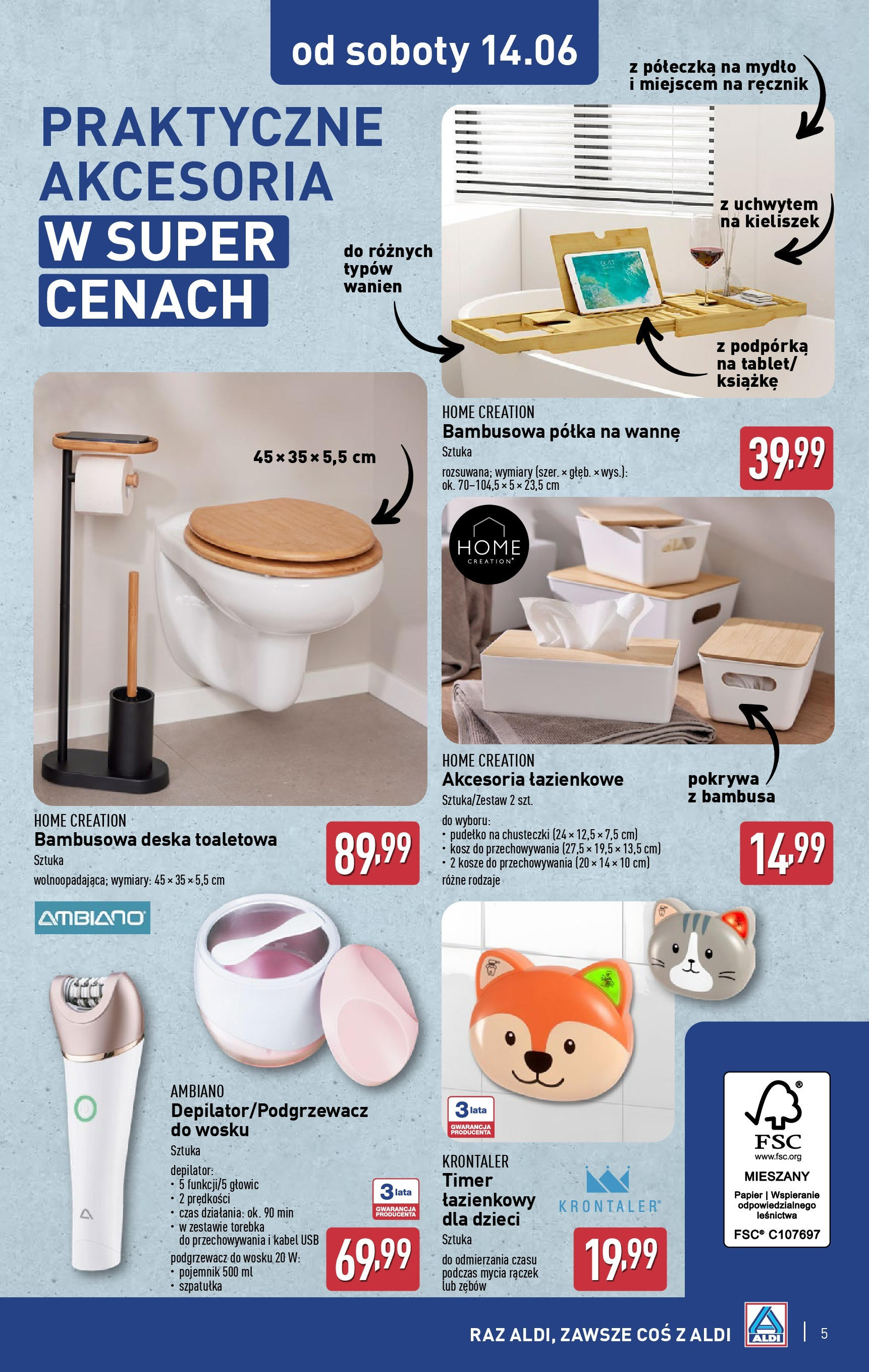 Aldi Gazetka - Promocja od soboty od 14.06.2025 - Ulotka PDF, promocje | Strona: 5 | Produkty: Torebka, Depilator, Półka, Mydło