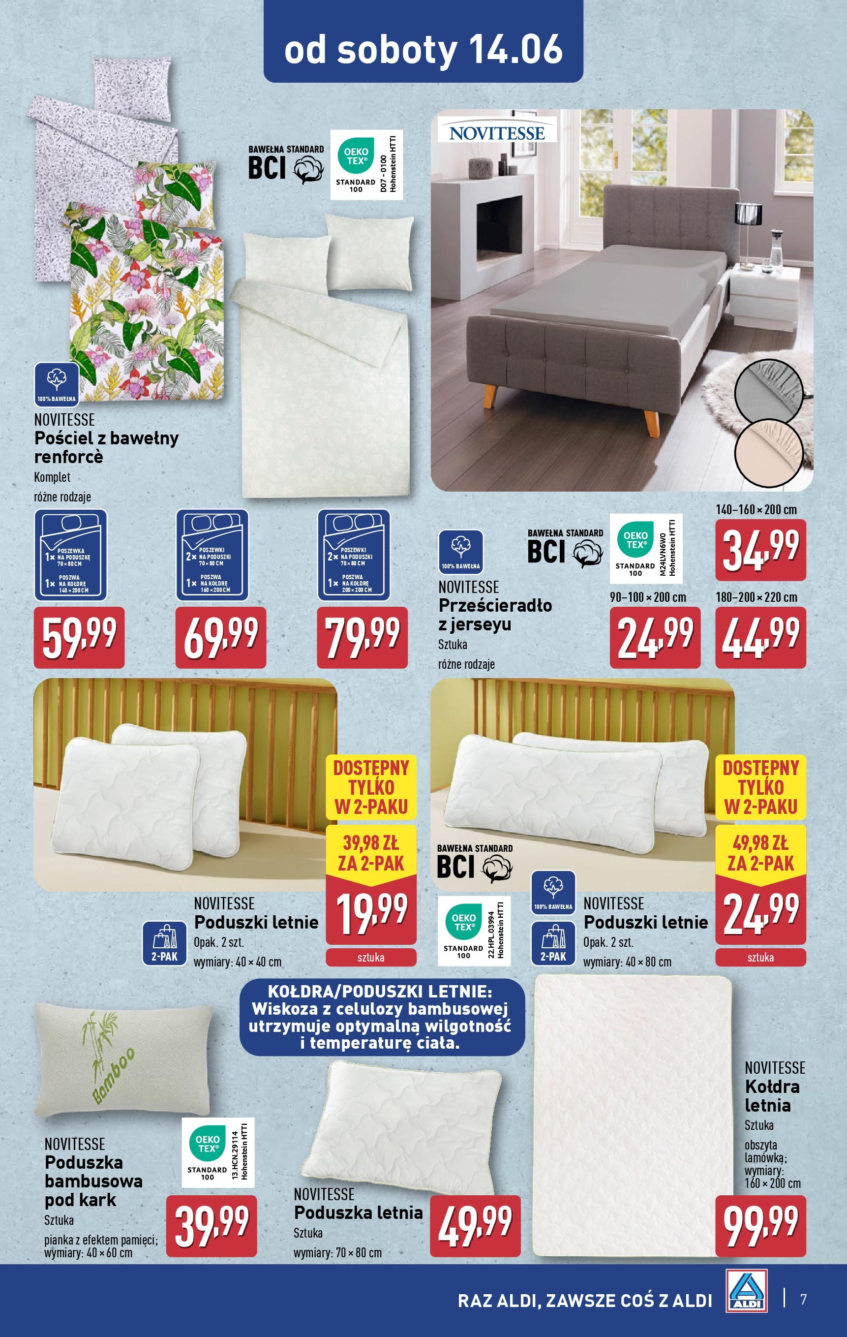 Aldi Gazetka - Promocja od soboty od 14.06.2025 - Ulotka PDF, promocje | Strona: 7 | Produkty: Pościel, Poduszka, Kołdra