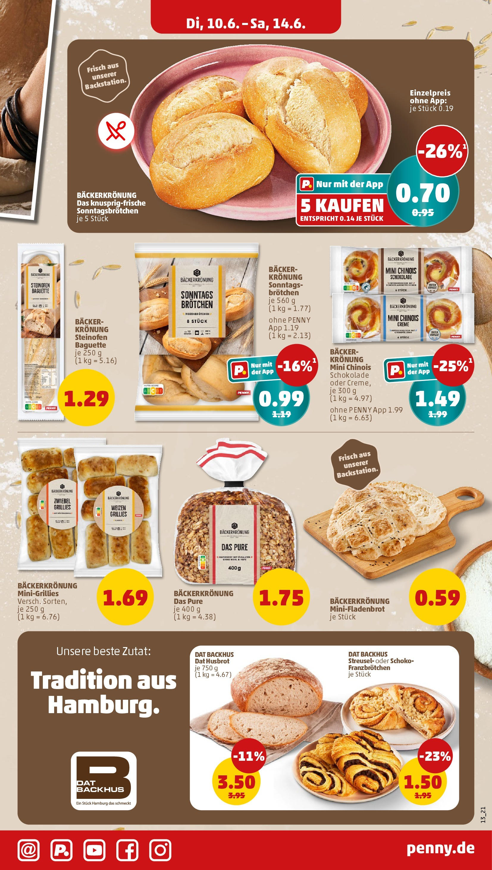 Penny prospekt Hamburg (ab 10.06.2025) » Angebote Online | Seite: 15 | Produkte: Schokolade, Baguette, Creme