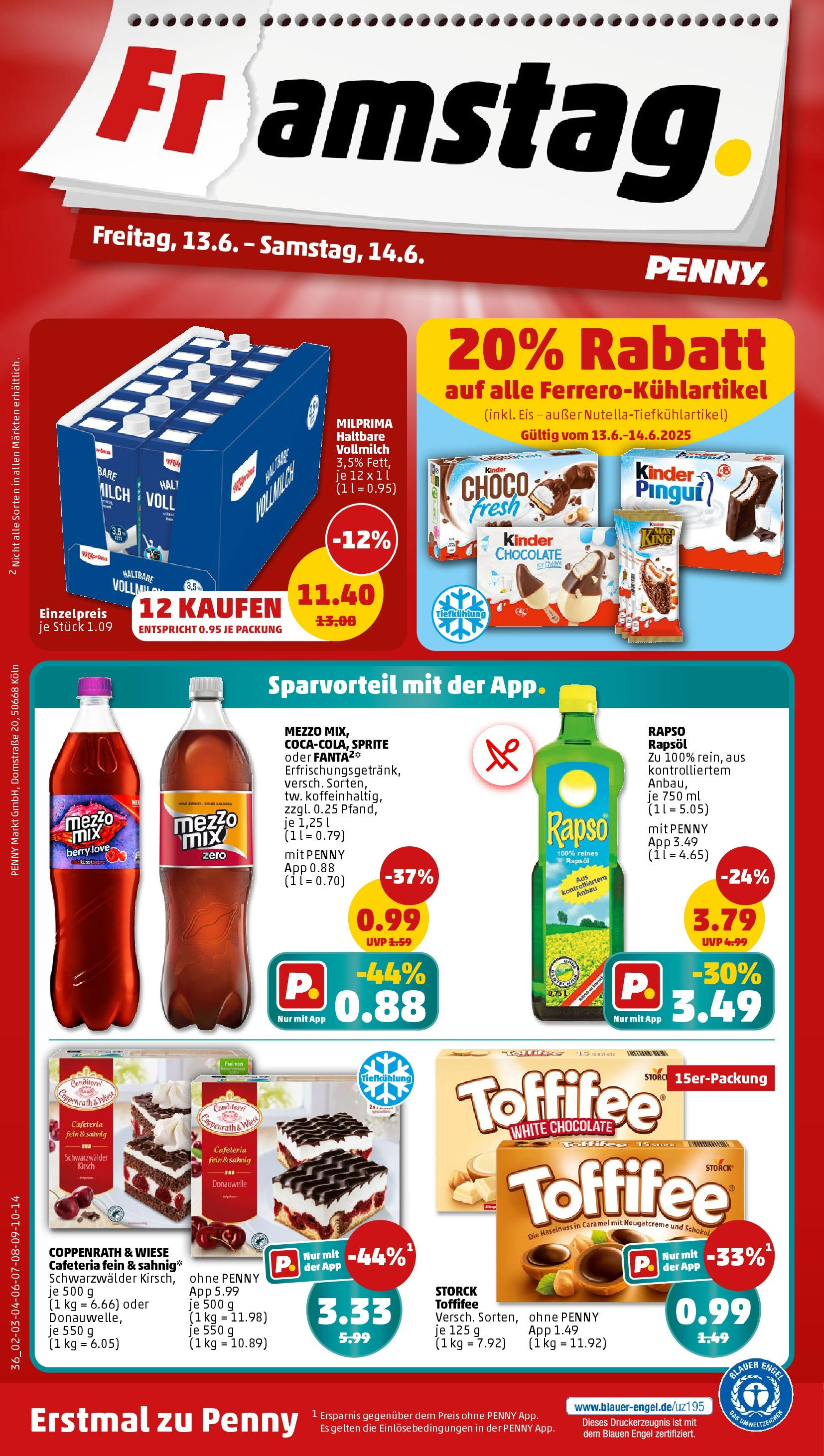 Penny prospekt Bremen (ab 10.06.2025) » Angebote Online | Seite: 38 | Produkte: Sprite, Toffifee, Eis, Rapso rapsol