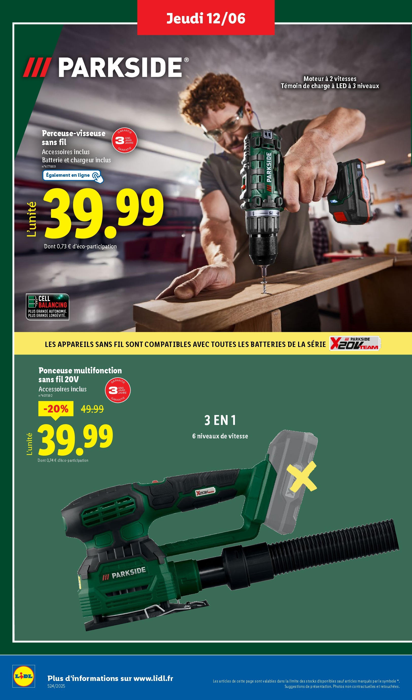 Catalogue LIDL du 12/06/2025 | Promo prospectus en ligne | Page: 32 | Produits: Ponceuse, Batterie Catalogue LIDL du 12/06/2025 | Promo prospectus en ligne | Page: 32 | Produits: Ponceuse, Batterie