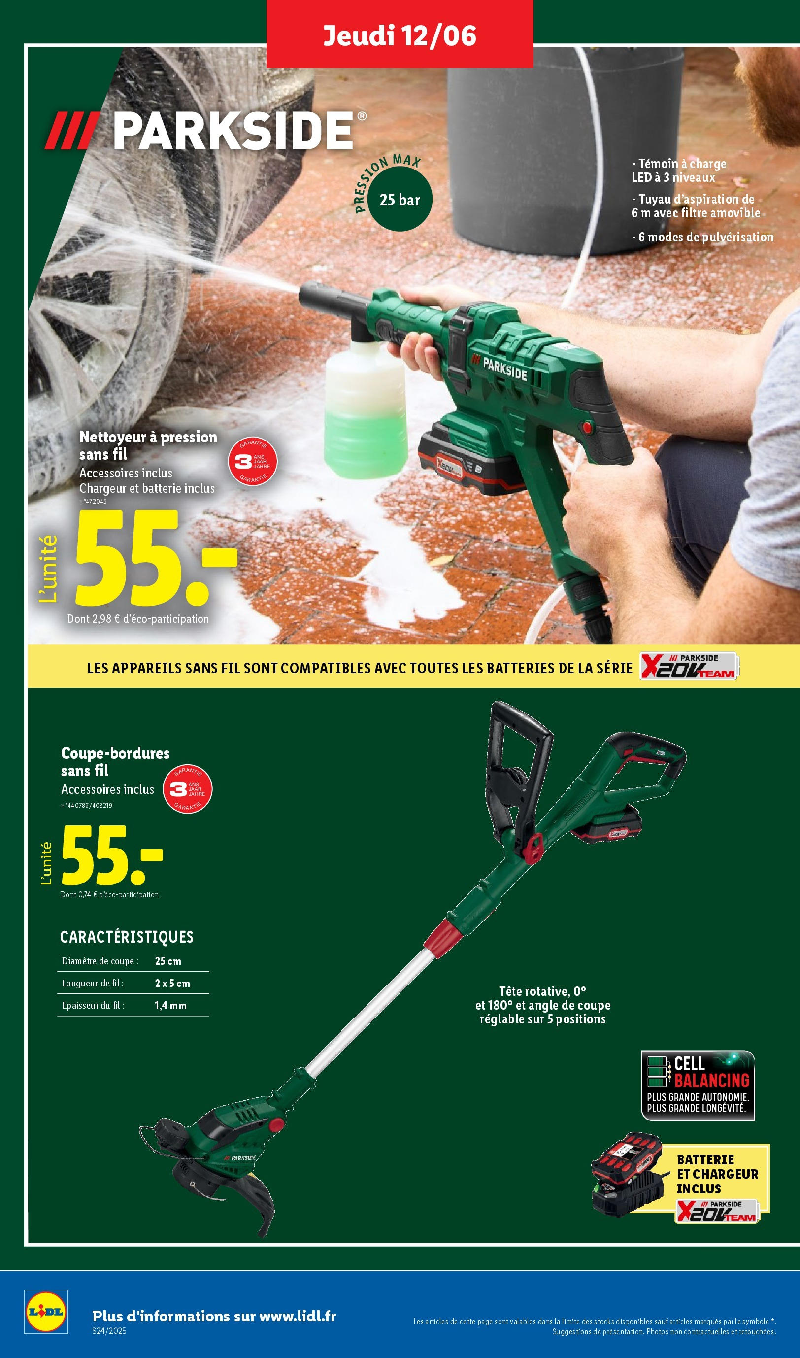 Catalogue LIDL du 12/06/2025 | Promo prospectus en ligne | Page: 36 | Produits: Filtre, Tuyau, Batterie Catalogue LIDL du 12/06/2025 | Promo prospectus en ligne | Page: 36 | Produits: Filtre, Tuyau, Batterie