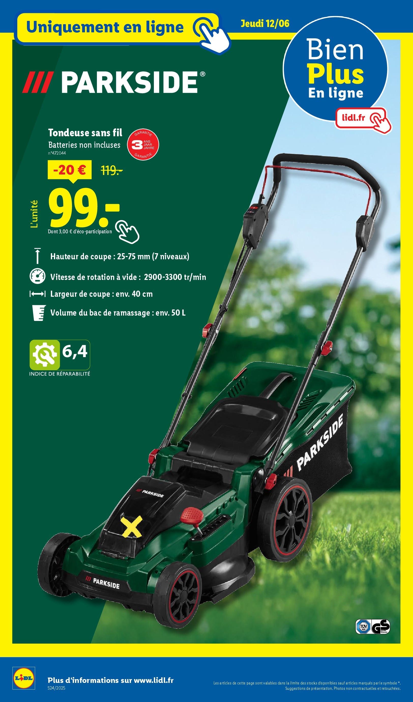Catalogue LIDL du 12/06/2025 | Promo prospectus en ligne | Page: 38 | Produits: Tondeuse Catalogue LIDL du 12/06/2025 | Promo prospectus en ligne | Page: 38 | Produits: Tondeuse