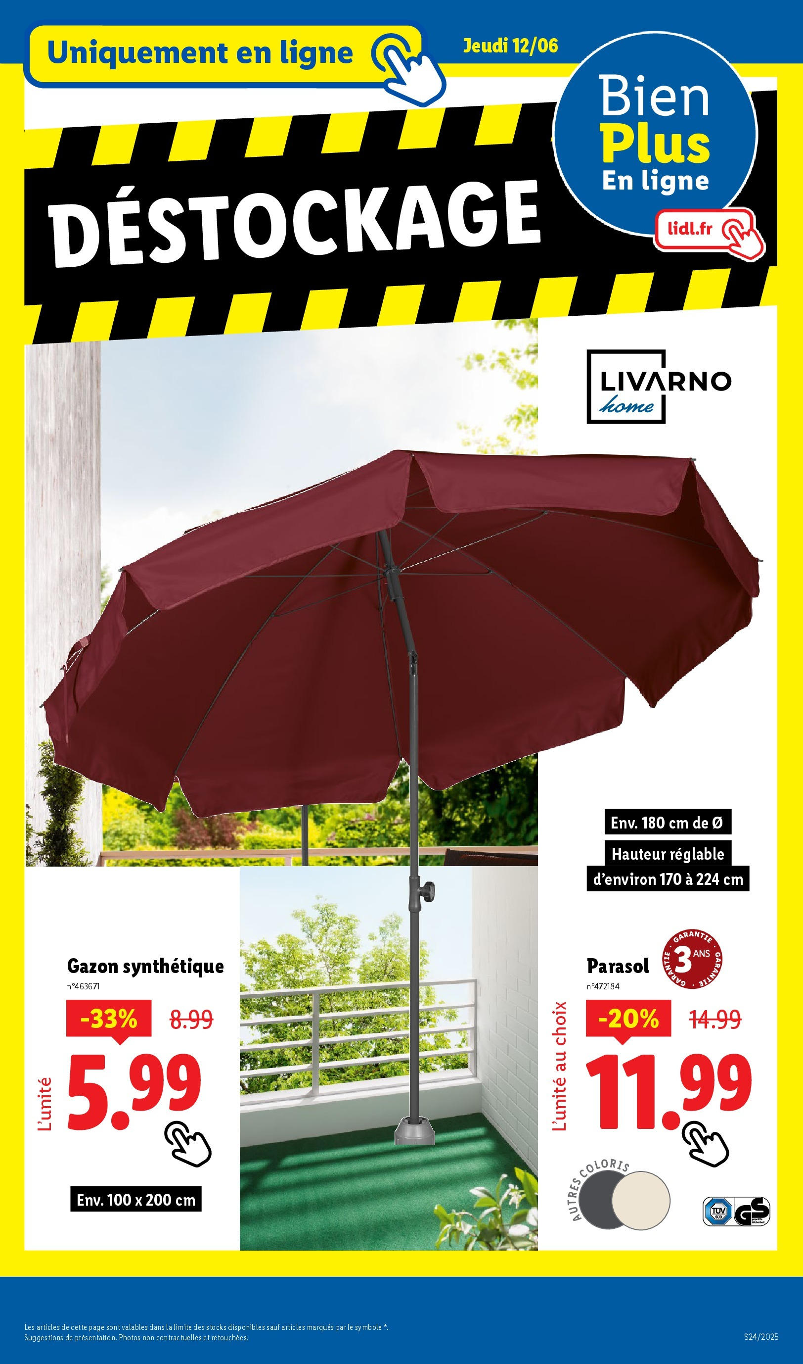 Catalogue LIDL du 12/06/2025 | Promo prospectus en ligne | Page: 43 | Produits: Gazon synthétique, Gazon, Parasol Catalogue LIDL du 12/06/2025 | Promo prospectus en ligne | Page: 43 | Produits: Gazon synthétique, Gazon, Parasol