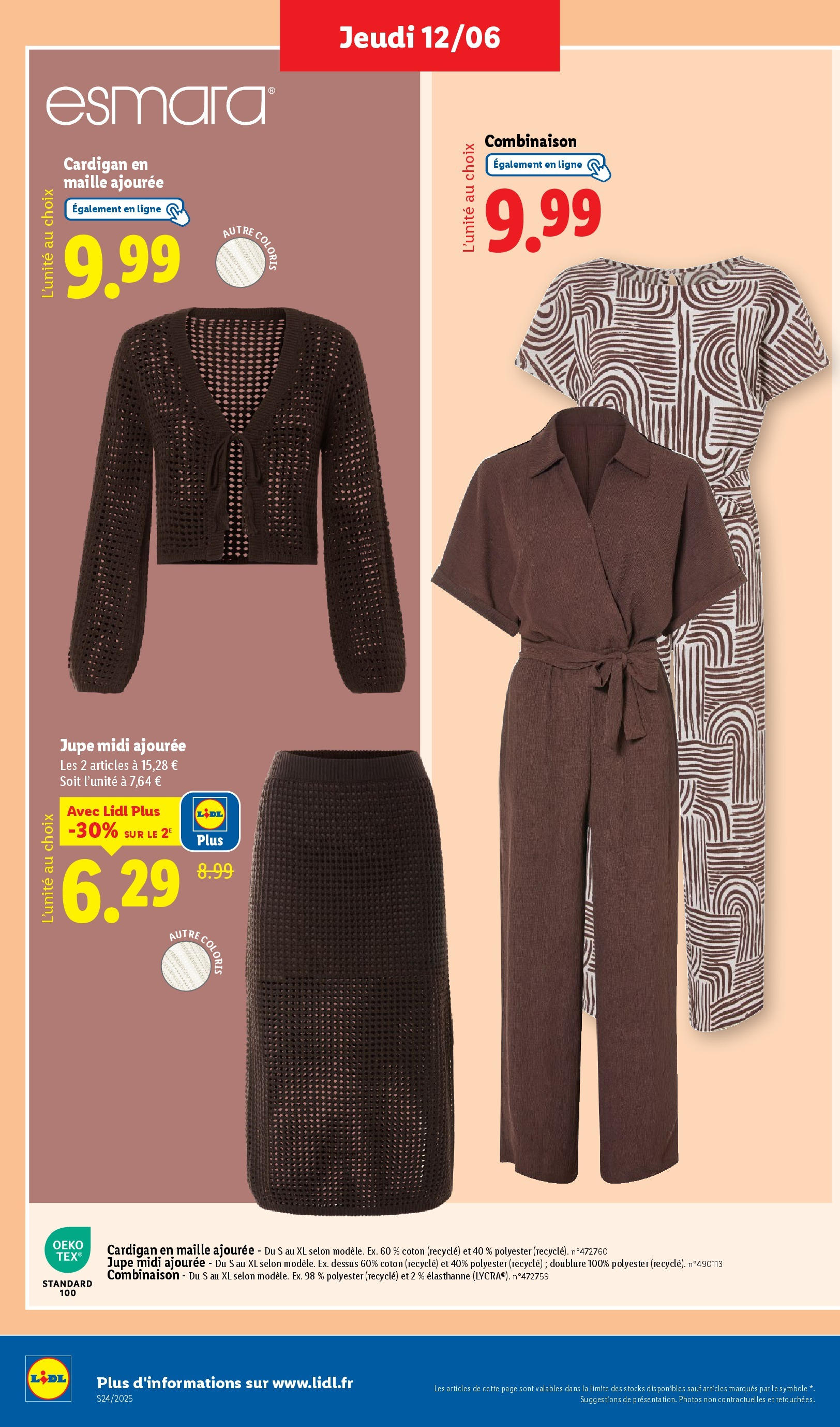 Catalogue LIDL du 12/06/2025 | Promo prospectus en ligne | Page: 44 | Produits: Cardigan, Coton, Jupe, Combinaison Catalogue LIDL du 12/06/2025 | Promo prospectus en ligne | Page: 44 | Produits: Cardigan, Coton, Jupe, Combinaison