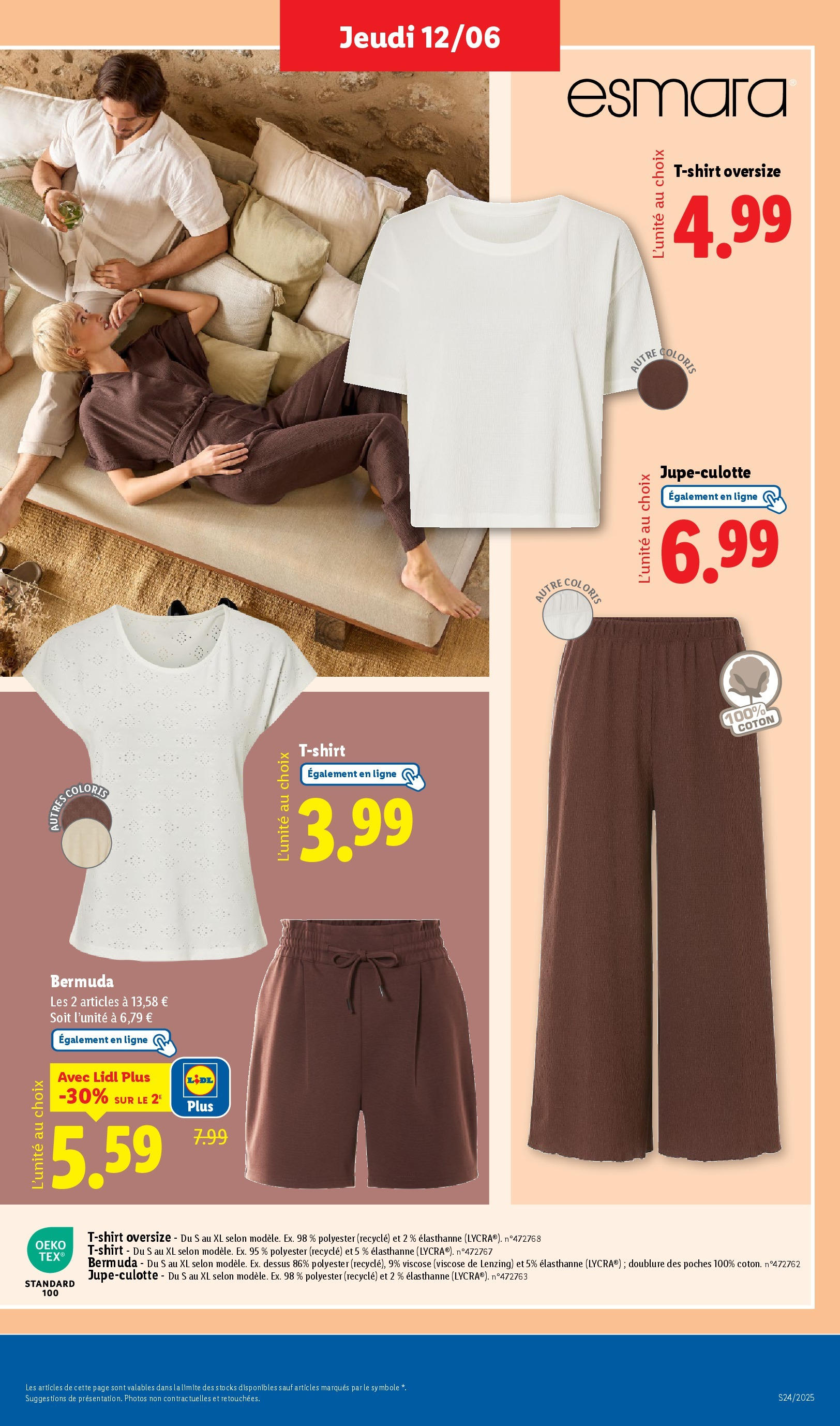 Catalogue LIDL du 12/06/2025 | Promo prospectus en ligne | Page: 45 | Produits: Bermuda, Coton, T-shirt Catalogue LIDL du 12/06/2025 | Promo prospectus en ligne | Page: 45 | Produits: Bermuda, Coton, T-shirt