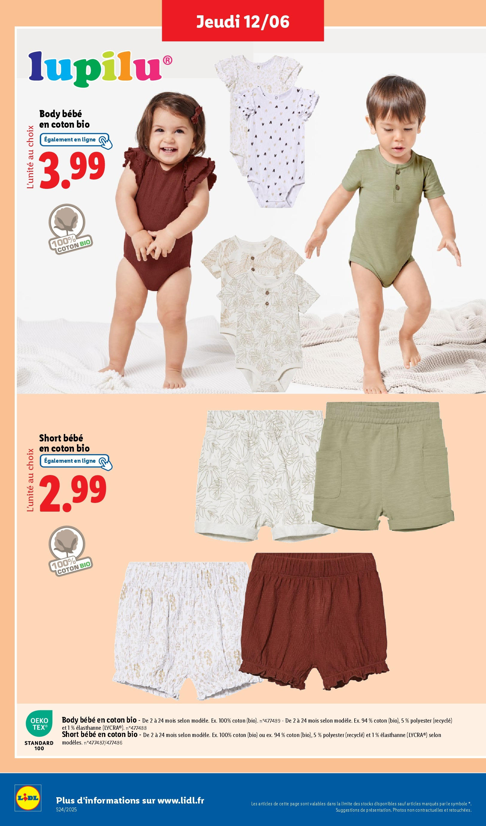 Catalogue LIDL du 12/06/2025 | Promo prospectus en ligne | Page: 48 | Produits: Body, Coton, Shorts Catalogue LIDL du 12/06/2025 | Promo prospectus en ligne | Page: 48 | Produits: Body, Coton, Shorts