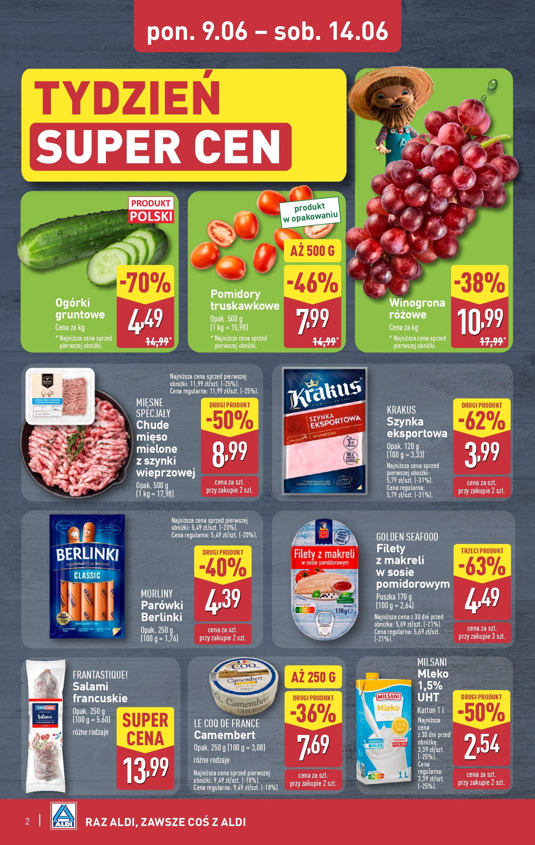 Aldi Gazetka - Okazje na weekend od 12.06.2025 - Ulotka PDF, promocje | Strona: 2 | Produkty: Mięso mielone z szynki, Parówki berlinki, Mięso mielone, Szynka