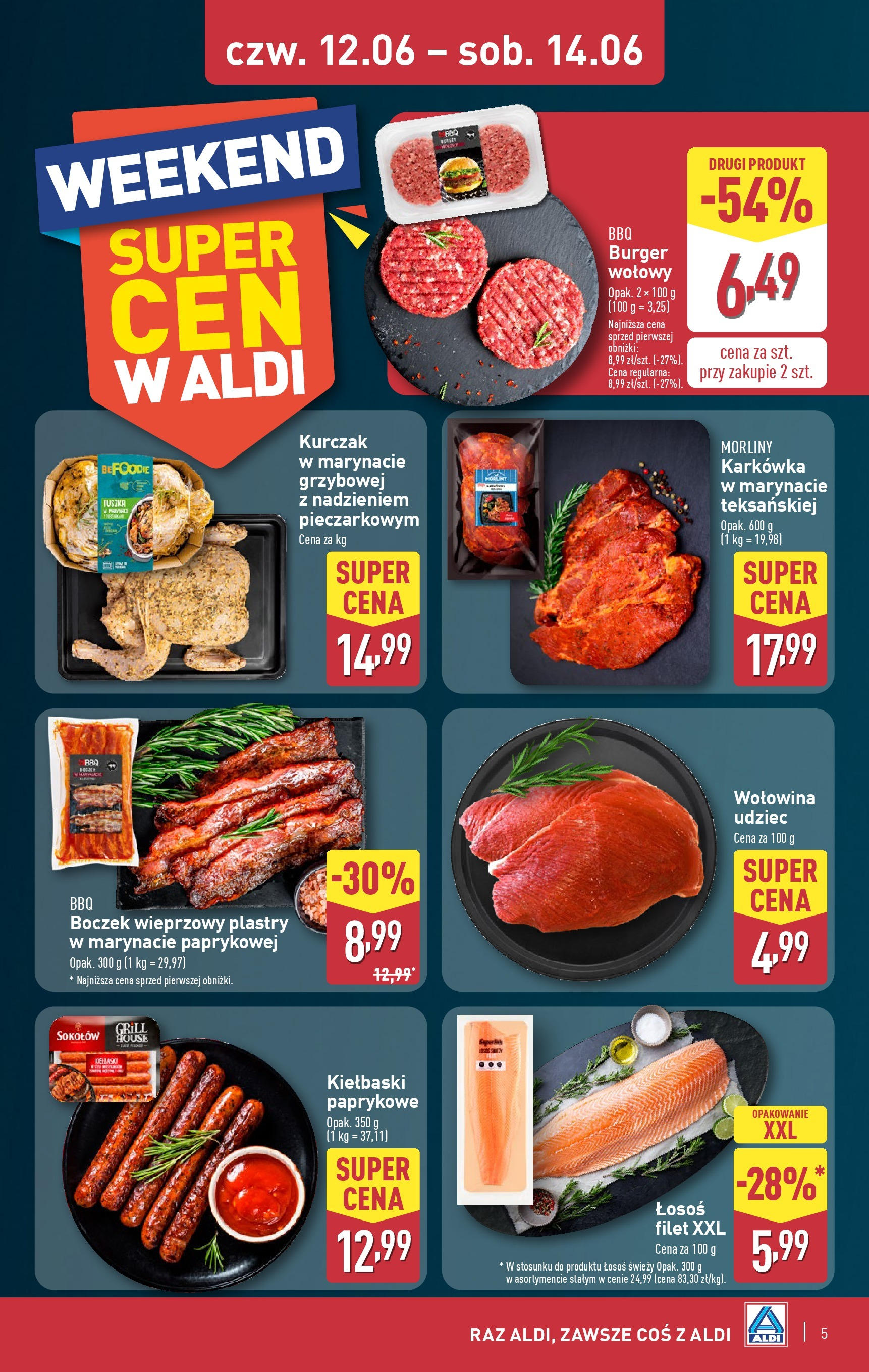 Aldi Gazetka - Okazje na weekend od 12.06.2025 - Ulotka PDF, promocje | Strona: 5 | Produkty: Karkówka, Łosoś, Boczek, Wołowina