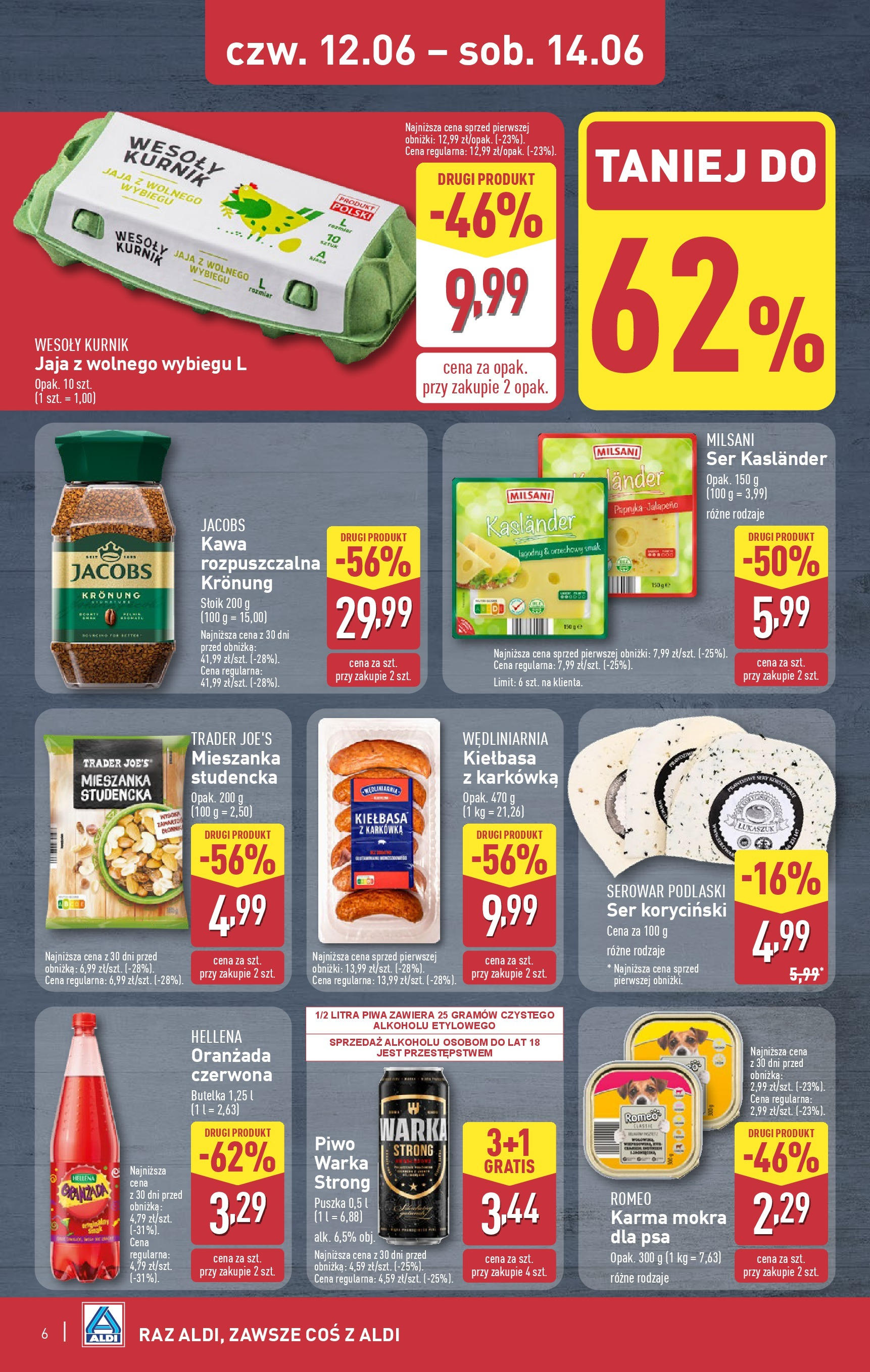 Aldi Gazetka - Okazje na weekend od 12.06.2025 - Ulotka PDF, promocje | Strona: 6 | Produkty: Kiełbasa, Karkówka, Kawa rozpuszczalna, Kawa