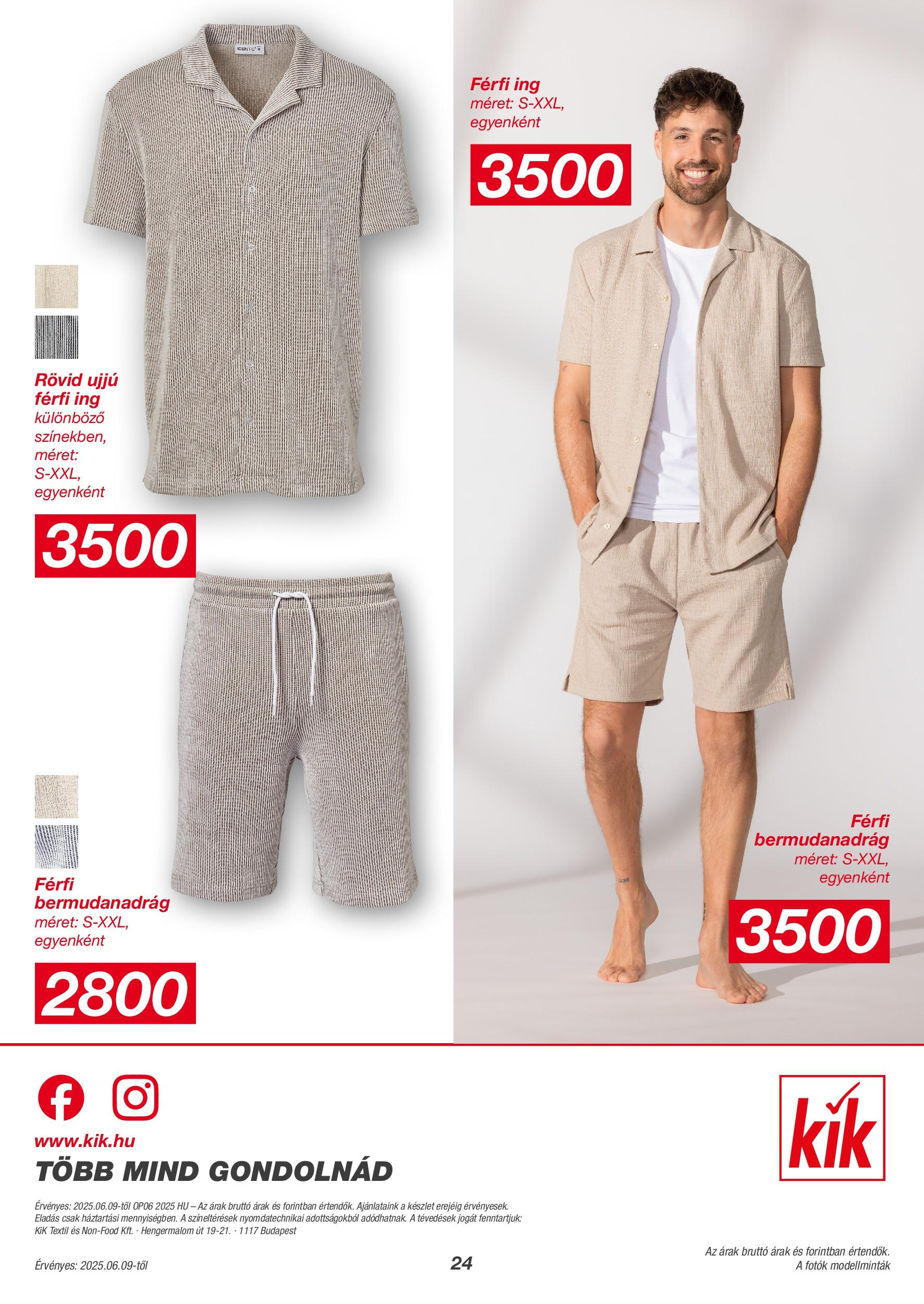 KiK Akciós újság - 2025.06.08. -tól/töl > akció, lapozható szórólap 🛍️ | Oldal: 24 | Termékek: Bermudanadrág, Ing
