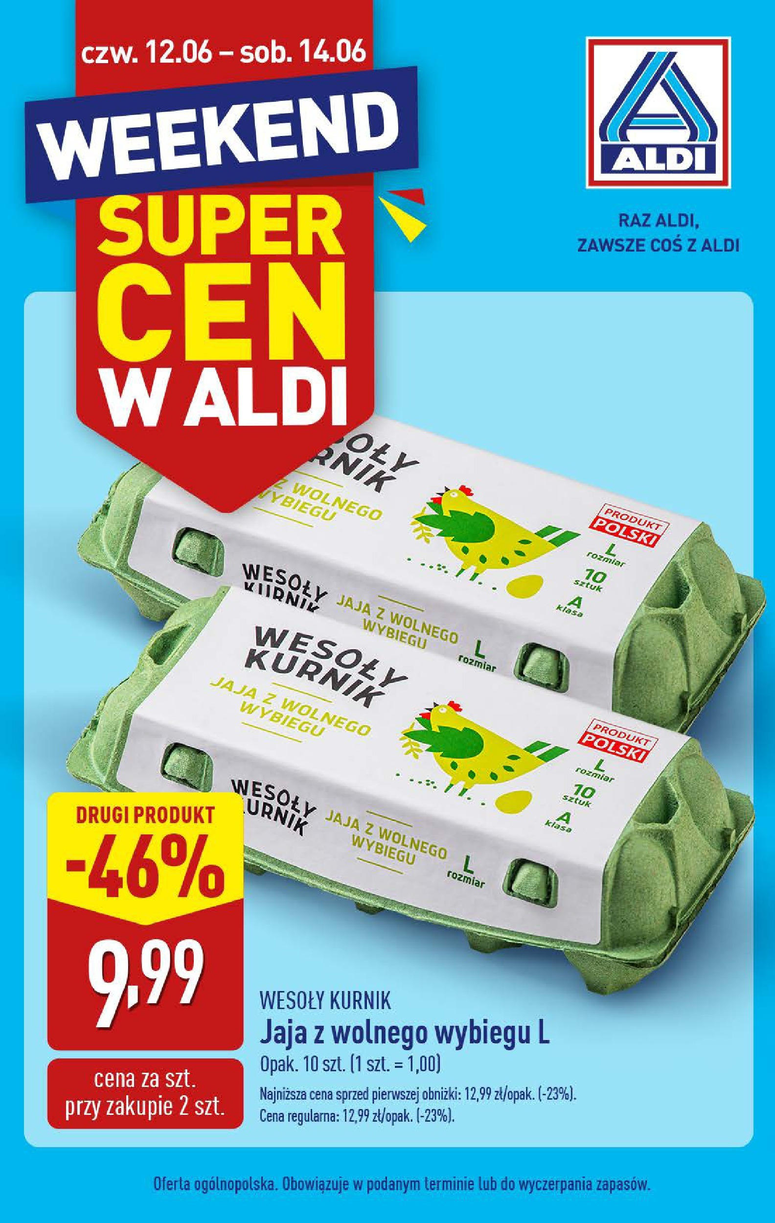 Aldi Gazetka - Promocja weekend od 12.06.2025 - Ulotka PDF, promocje | Strona: 1 | Produkty: Jaja