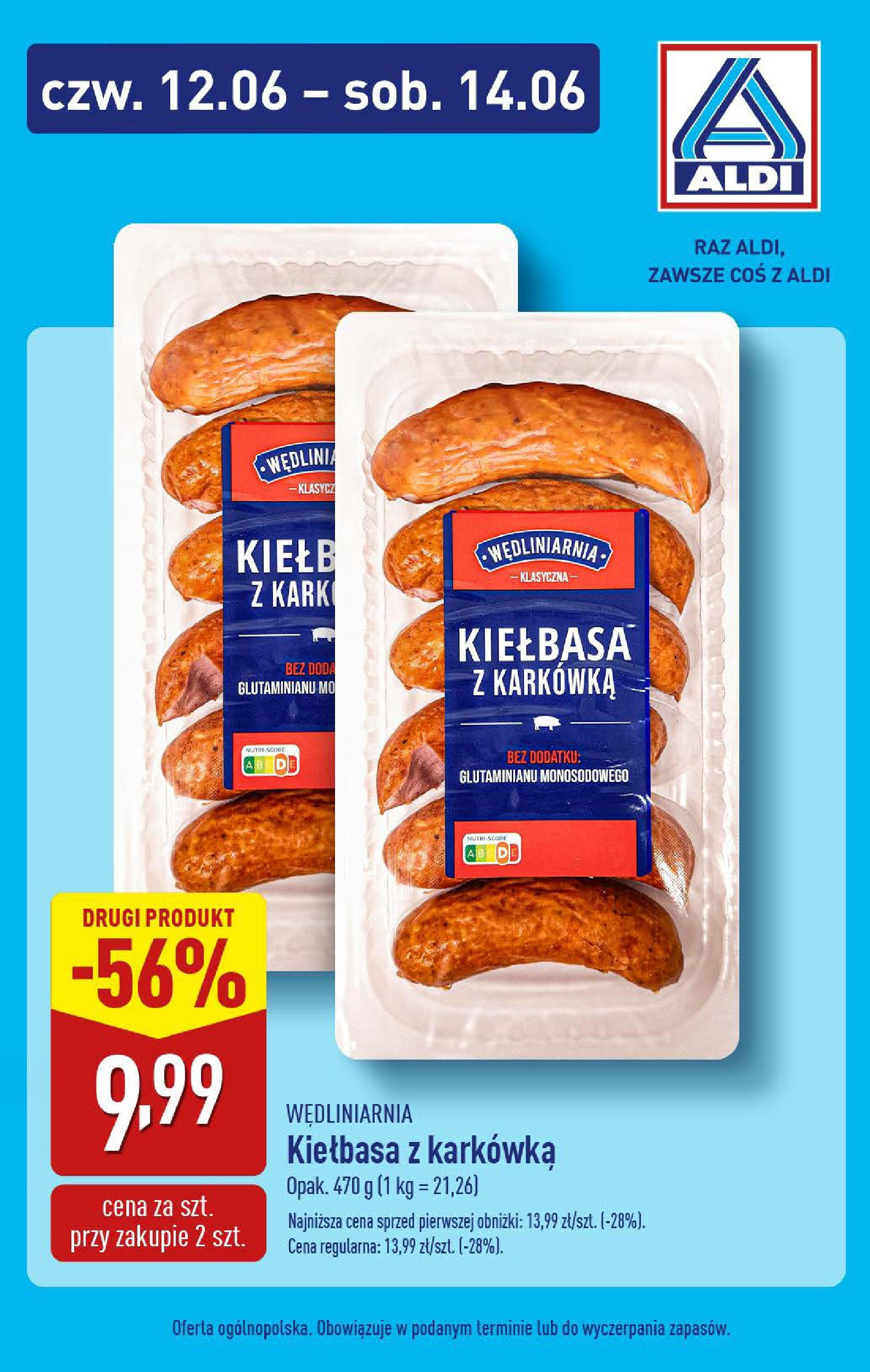 Aldi Gazetka - Promocja weekend od 12.06.2025 - Ulotka PDF, promocje | Strona: 6 | Produkty: Kiełbasa, Karkówka