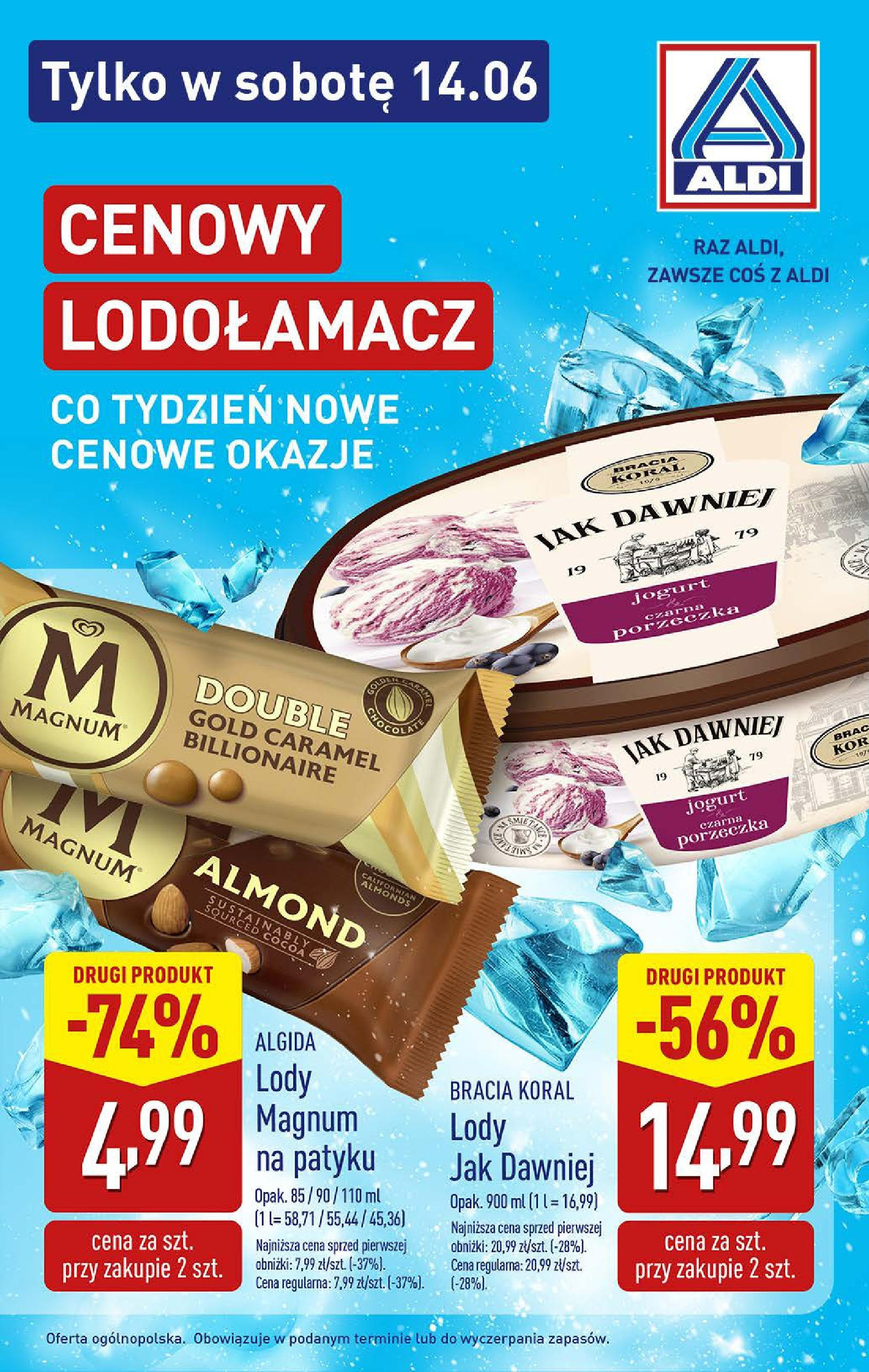 Aldi Gazetka - Promocja sobota od 14.06.2025 - Ulotka PDF, promocje | Strona: 7 | Produkty: Porzeczka, Jogurt, Lody Magnum, Lody