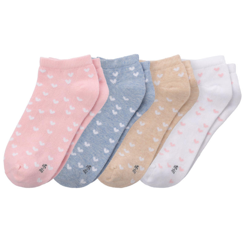 4 Paar Mädchen Sneaker-Socken mit Herzen
