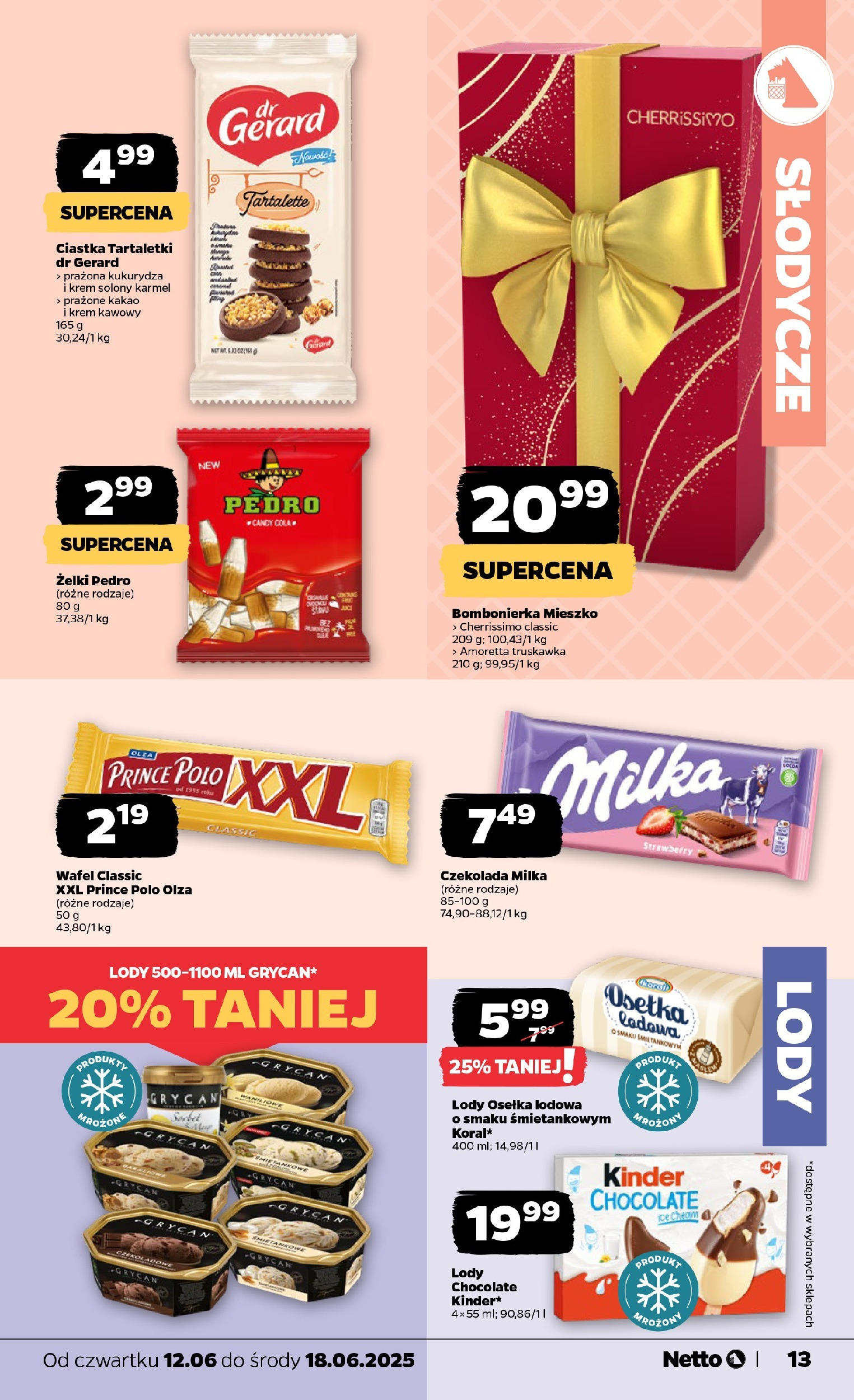 Netto gazetka - Spożywcza od 12.06.2025 - Aktualne promocje | Strona: 13 | Produkty: Kakao, Czekolada milka, Sorbet, Lody