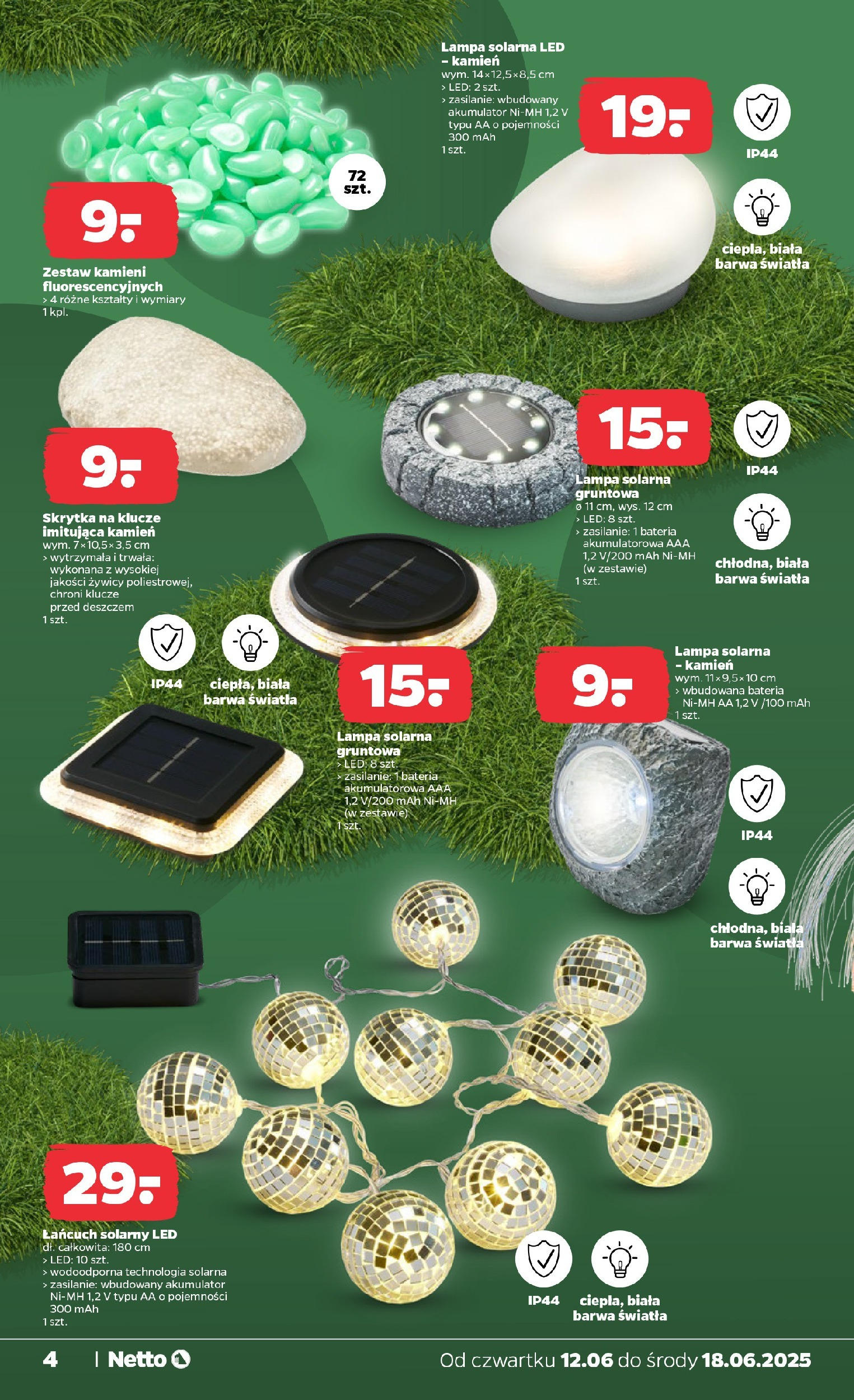 Netto gazetka - Spożywcza od 12.06.2025 - Aktualne promocje | Strona: 23 | Produkty: Lampa solarna, Bateria, Lampa